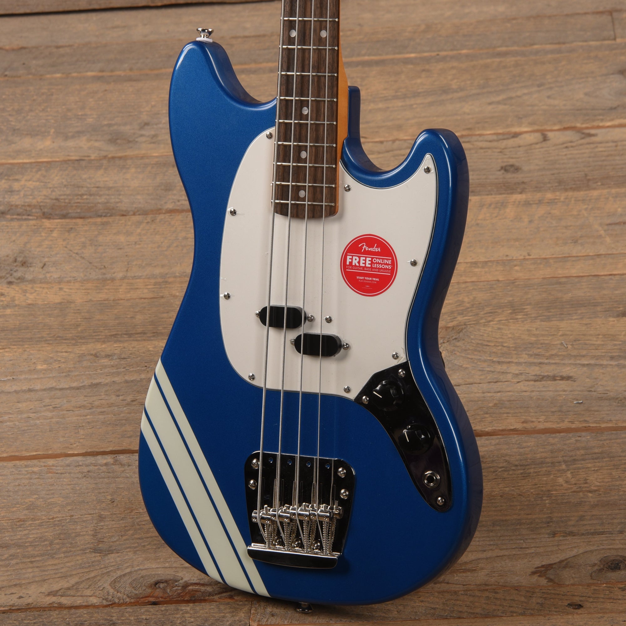 Squier Classic Vibe '60s Competition Mustang Bass Lake Placid Blue w/Olympic White Stripe Bass Guitars / 4-String