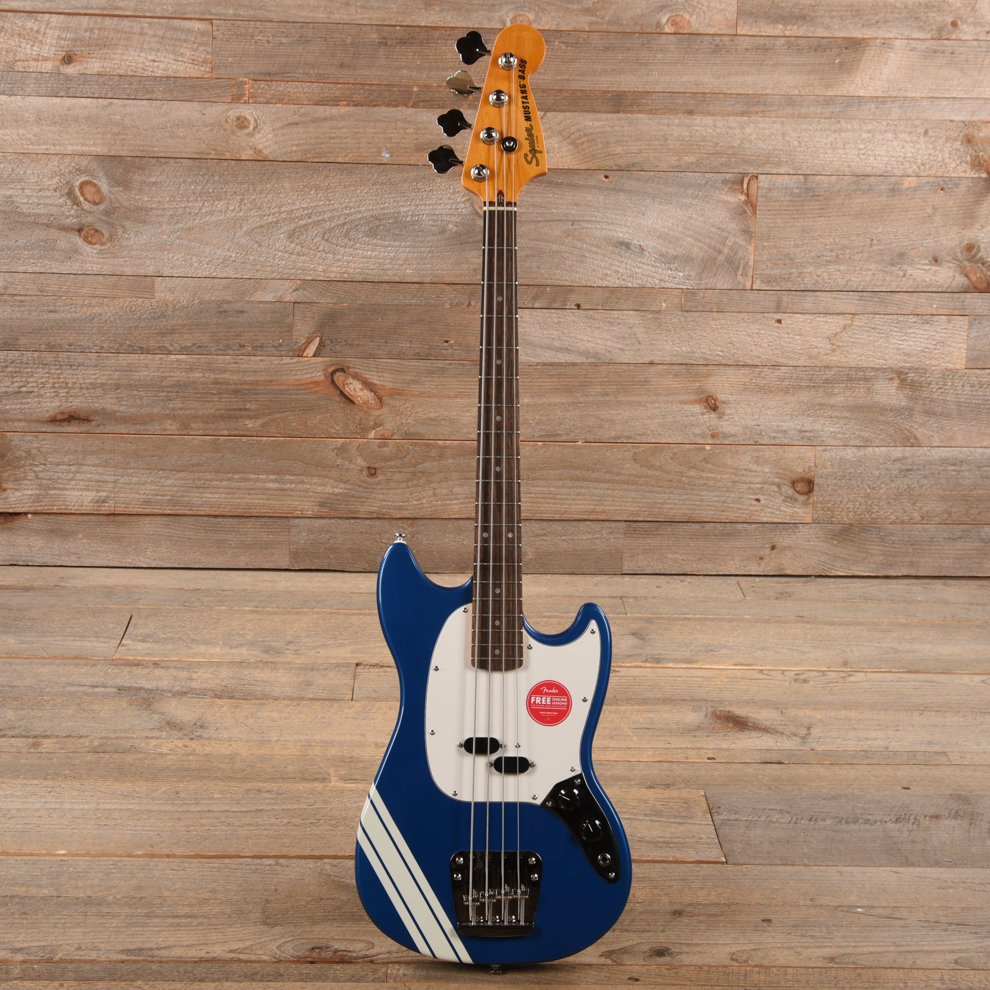 Squier Classic Vibe '60s Competition Mustang Bass Lake Placid Blue w/Olympic White Stripe Bass Guitars / 4-String