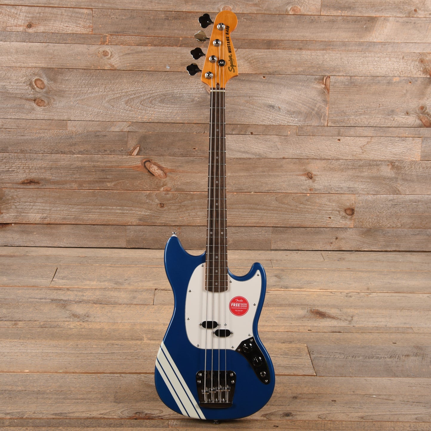 Squier Classic Vibe '60s Competition Mustang Bass Lake Placid Blue w/Olympic White Stripe Bass Guitars / 4-String