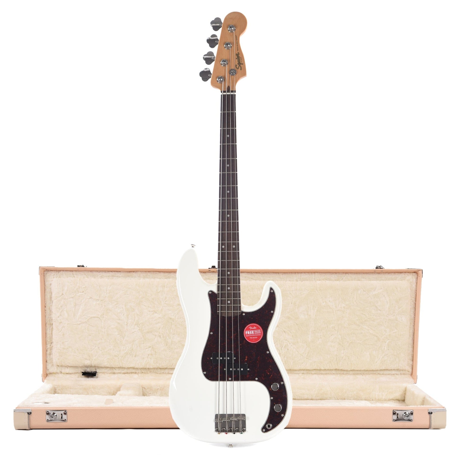 Squier Classic Vibe 60s Precision Bass Olympic White and Hardshell Case Jazz Bass/Precision Bass Shell Pink w/Cream Interior Bass Guitars / 4-String
