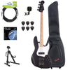Squier Contemporary Active Jazz Bass HH Flat Black w/Fender Gig Bag, Stand, Cable, Tuner, Picks and Strings Bass Guitars / 4-String