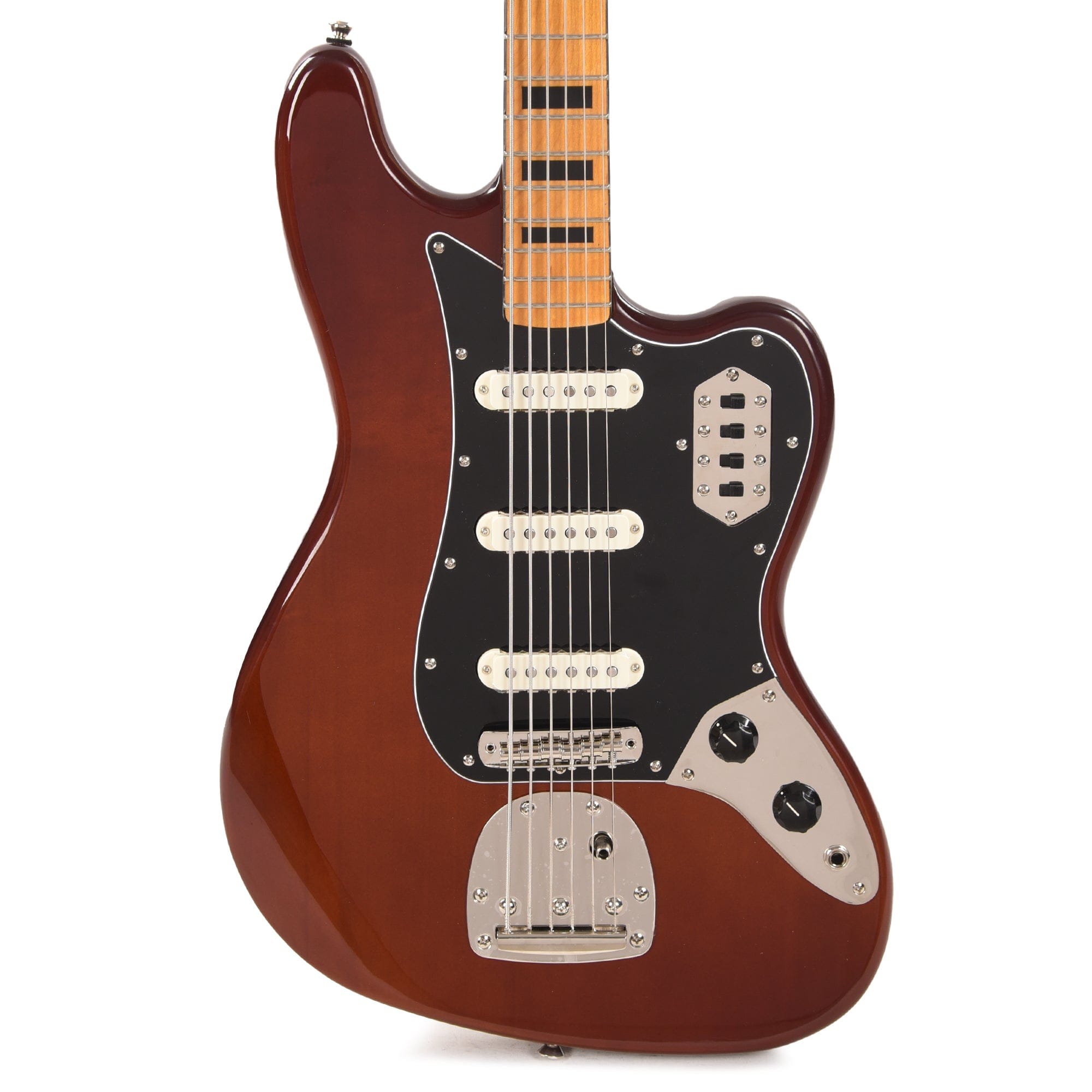 Squier Classic Vibe Bass VI Maple Neck Walnut w/Black Blocks/Binding & 3-Ply Black Bass Guitars / 5-String or More