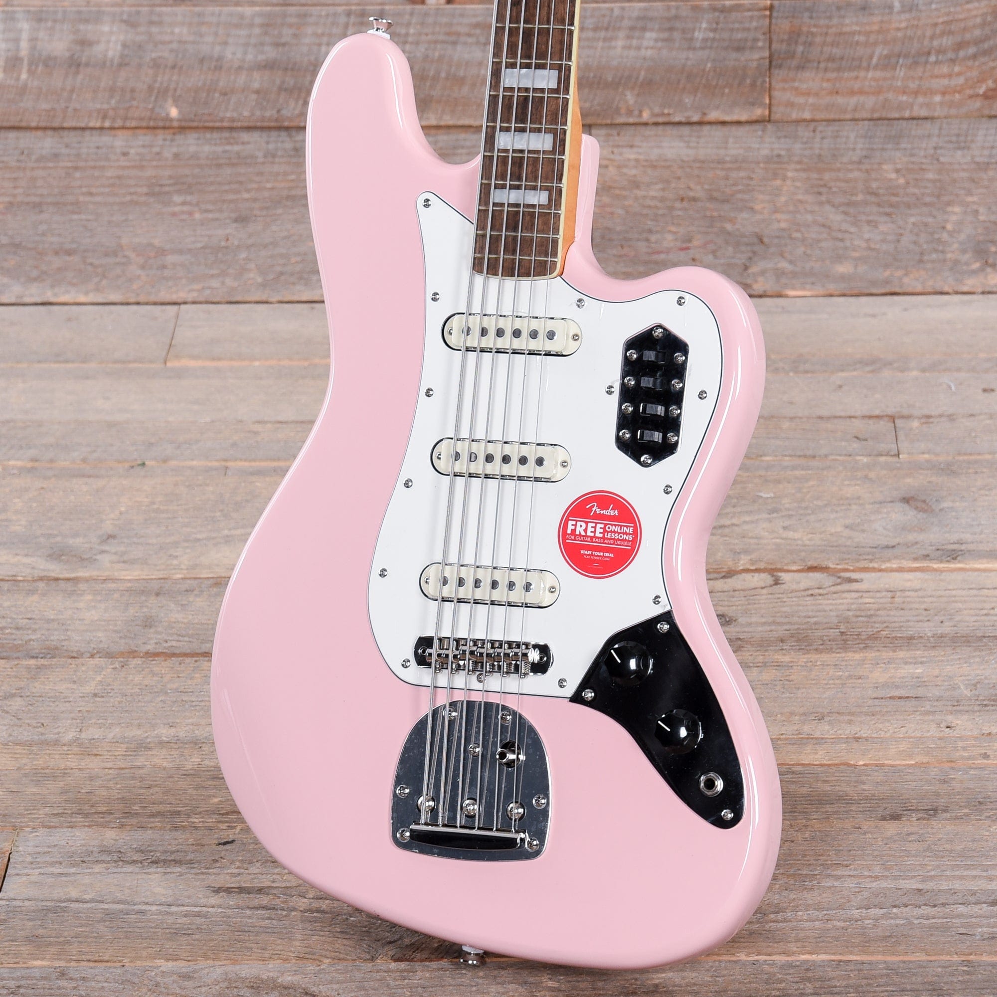 Squier Classic Vibe Bass VI Shell Pink w/Matching Headcap & 3-Ply Parchment Pickguard Bass Guitars / 5-String or More