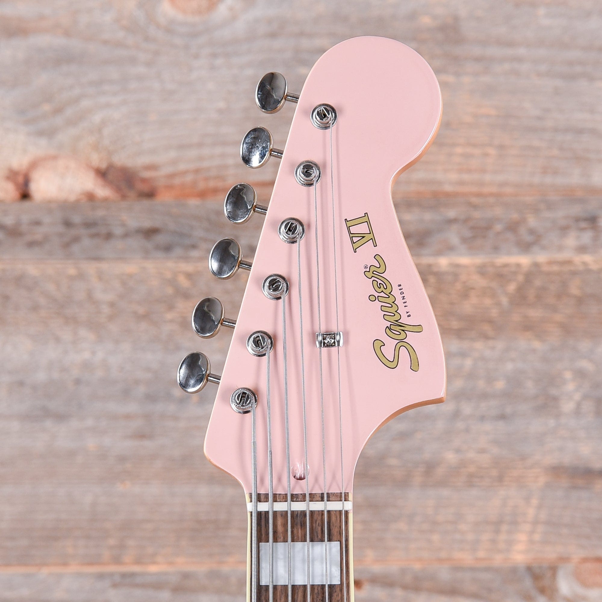 Squier Classic Vibe Bass VI Shell Pink w/Matching Headcap & 3-Ply Parchment Pickguard Bass Guitars / 5-String or More