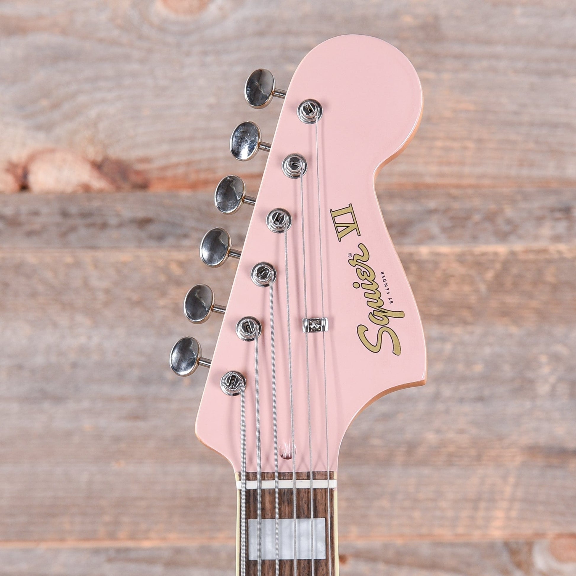 Squier Classic Vibe Bass VI Shell Pink w/Matching Headcap & 3-Ply Parchment Pickguard Bass Guitars / 5-String or More