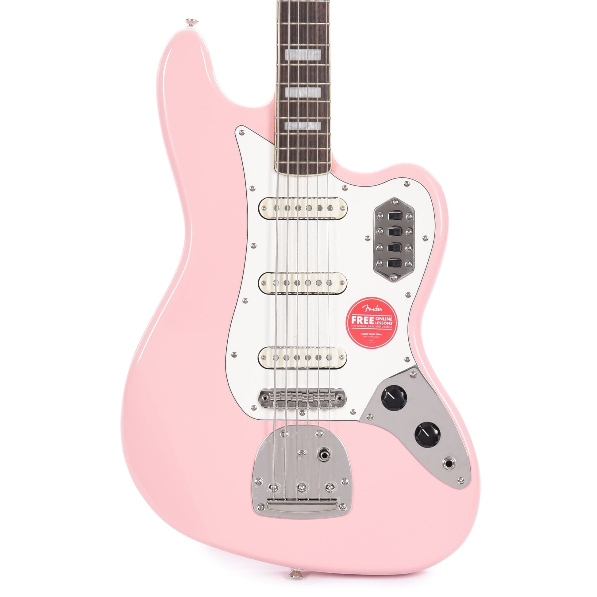 Squier Classic Vibe Bass VI Shell Pink w/Matching Headcap & 3-Ply Parchment Pickguard Bass Guitars / 5-String or More