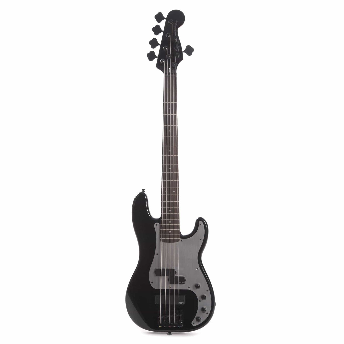 Squier Contemporary Active Precision Bass PH V Black w/Silver Anodized Pickguard Bass Guitars / 5-String or More