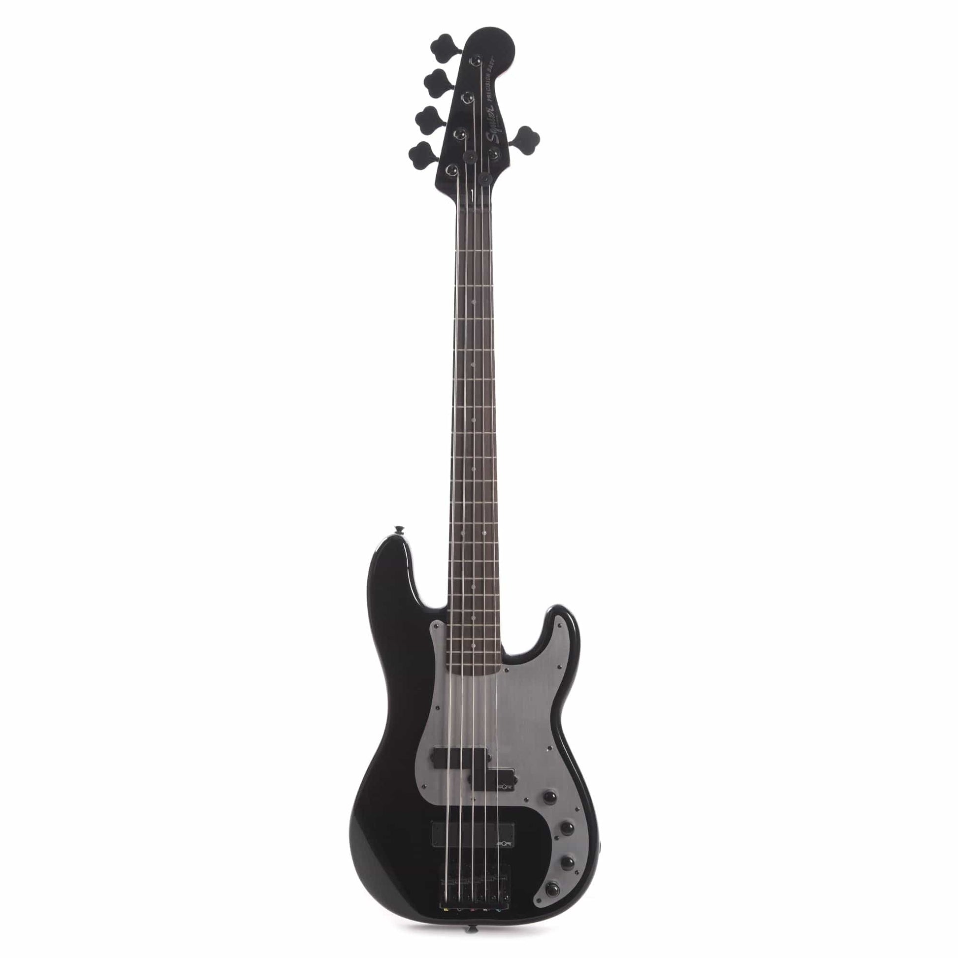Squier Contemporary Active Precision Bass PH V Black w/Silver Anodized Pickguard Bass Guitars / 5-String or More