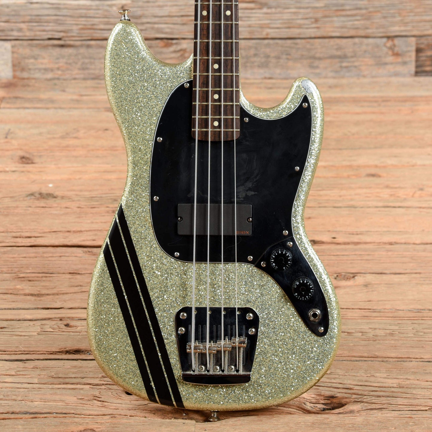 Squier Mikey Way Signature Mustang Bass Silver Sparkle 2011 Bass Guitars / Short Scale