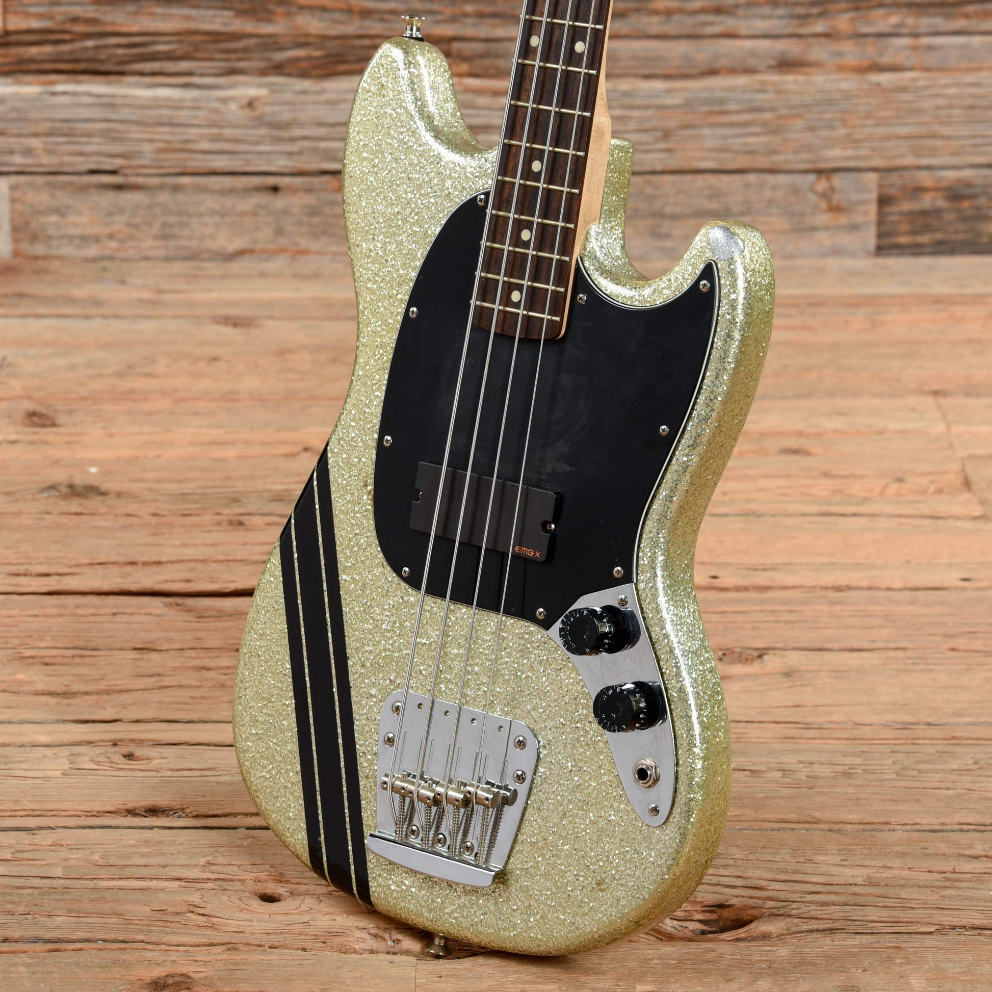 Squier Mikey Way Signature Mustang Bass Silver Sparkle 2011 Bass Guitars / Short Scale