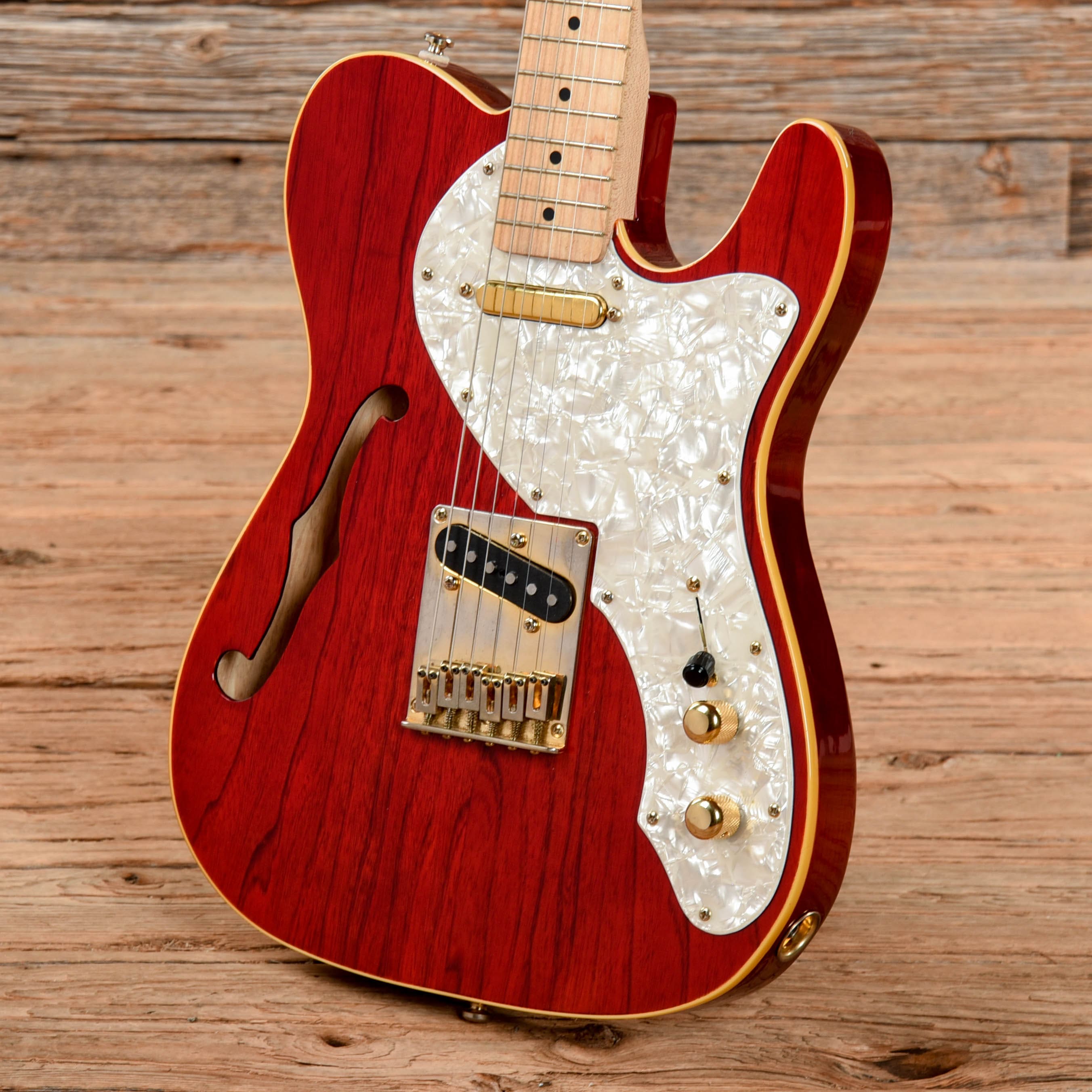 Red Tele Custom Squier Pro Tone Telecaster Thinline Crimson Red Transparent – Chicago ...
