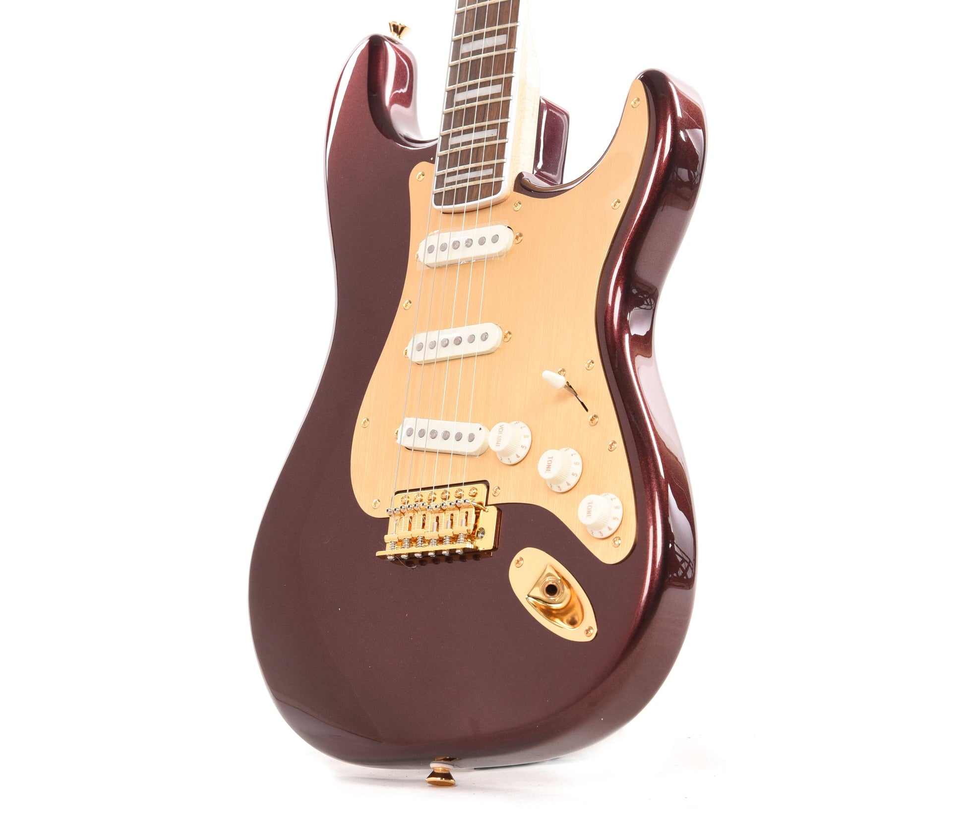 Squier 40th Anniversary Gold Edition Stratocaster Ruby Red Metallic w/Gold Anodized Pickguard Electric Guitars / Solid Body