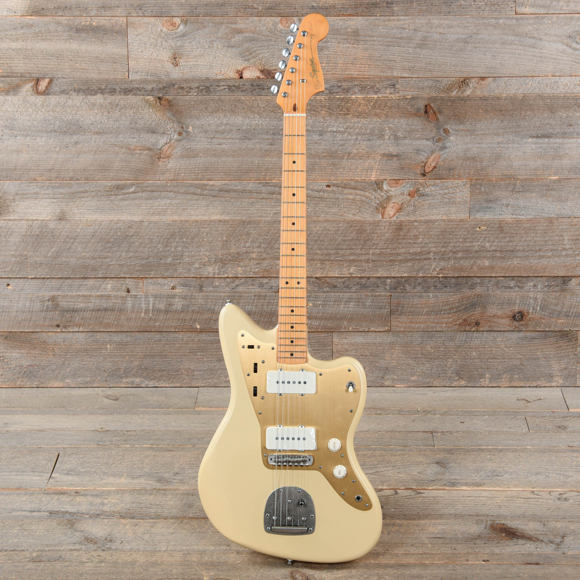 Squier 40th Anniversary Vintage Edition Jazzmaster Satin Desert Sand w/Gold Anodized Pickguard Electric Guitars / Solid Body