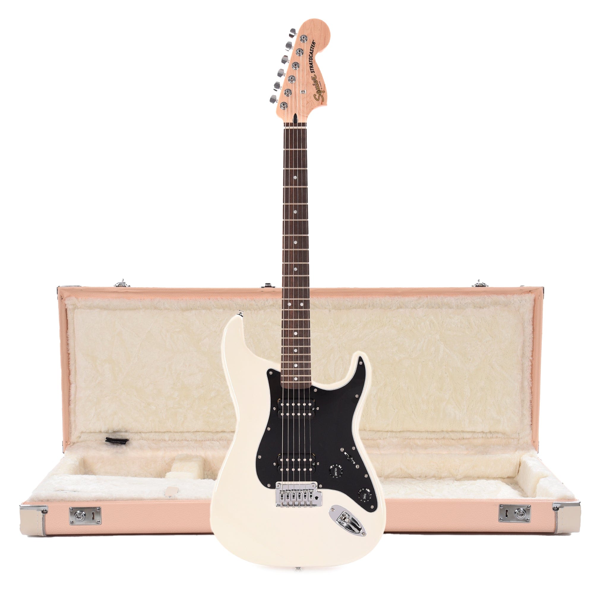Squier Affinity Stratocaster HH LRL Olympic White and Hardshell Case Strat/Tele Shell Pink w/Cream Interior (CME Exclusive) Electric Guitars / Solid Body