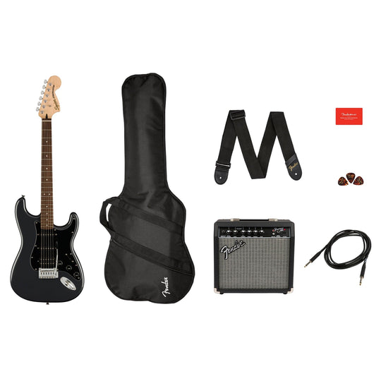 Squier Affinity Stratocaster HSS Charcoal Frost Metallic Pack w/15G Amplifier Electric Guitars / Solid Body