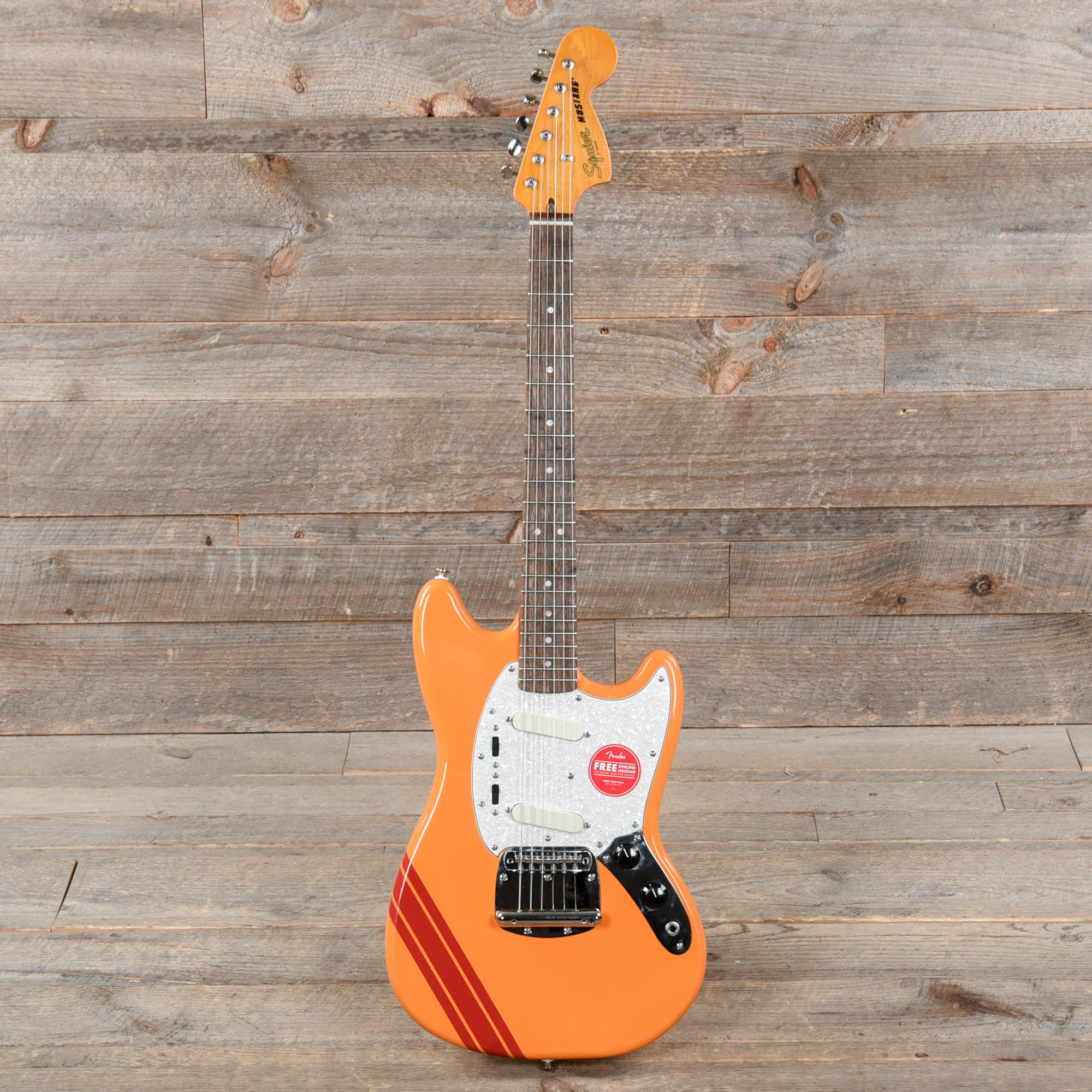 Squier Classic Vibe '60s Competition Mustang Capri Orange w/Dakota Red Stripe Electric Guitars / Solid Body