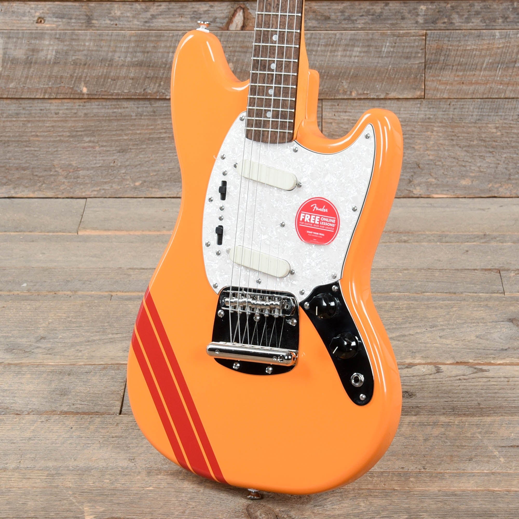 Squier Classic Vibe '60s Competition Mustang Capri Orange w/Dakota Red Stripe Electric Guitars / Solid Body