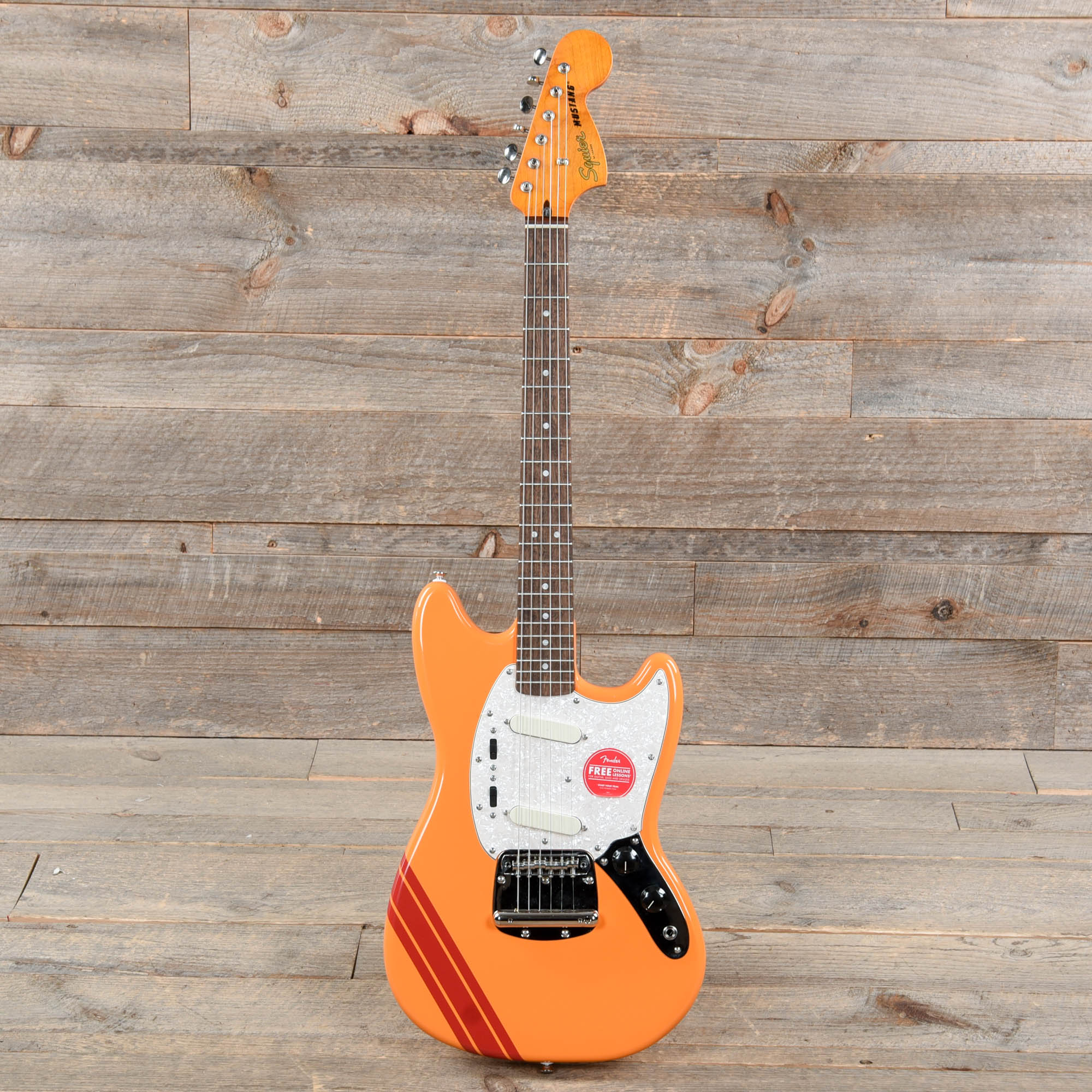 Squier Classic Vibe '60s Competition Mustang Capri Orange w/Dakota Red Stripe Electric Guitars / Solid Body