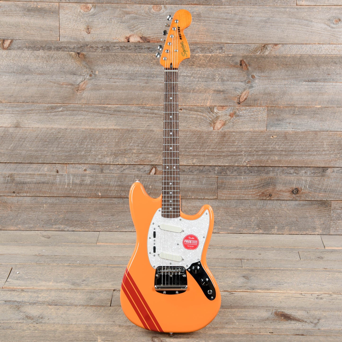 Squier Classic Vibe '60s Competition Mustang Capri Orange w/Dakota Red Stripe Electric Guitars / Solid Body