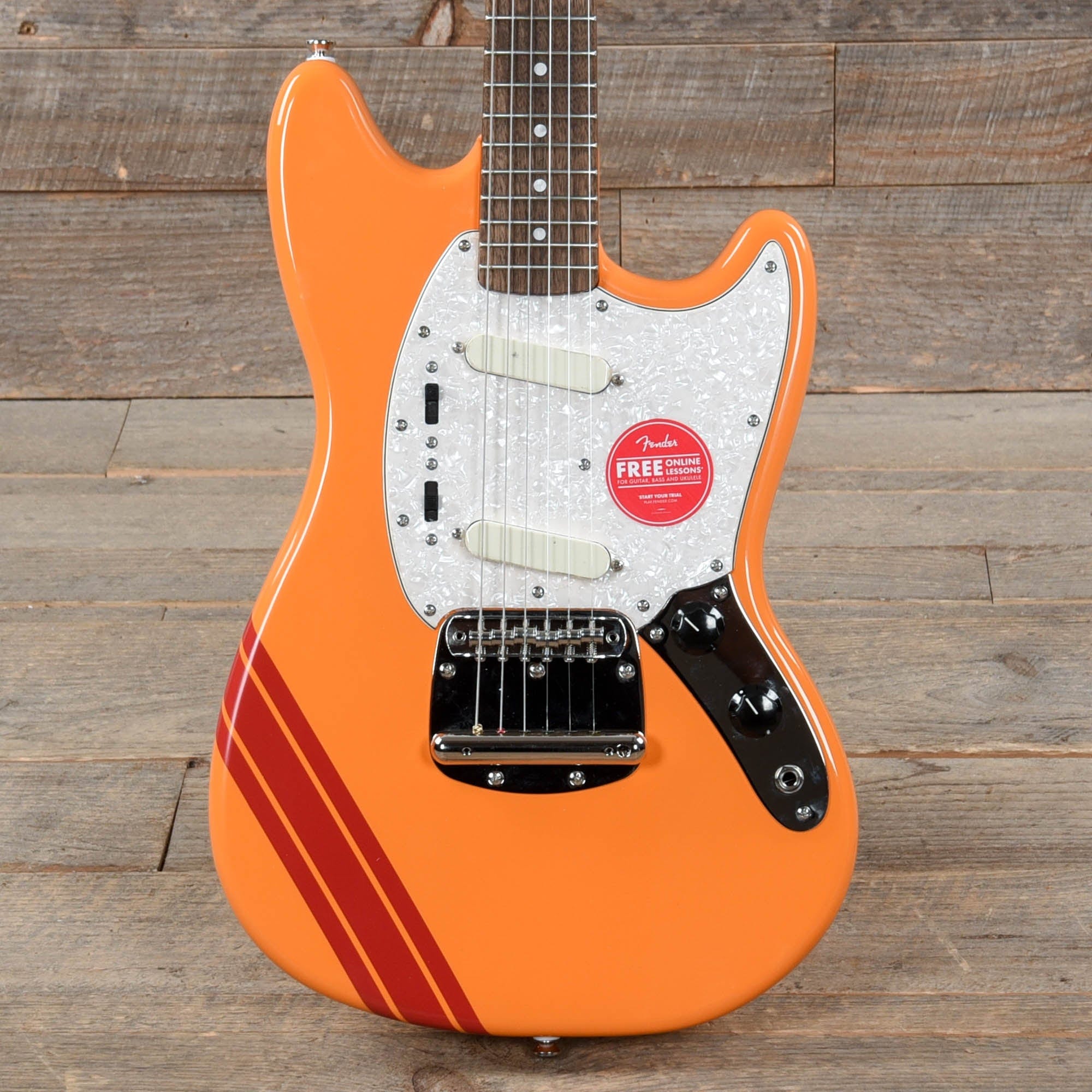 Squier Classic Vibe '60s Competition Mustang Capri Orange w/Dakota Red Stripe Electric Guitars / Solid Body