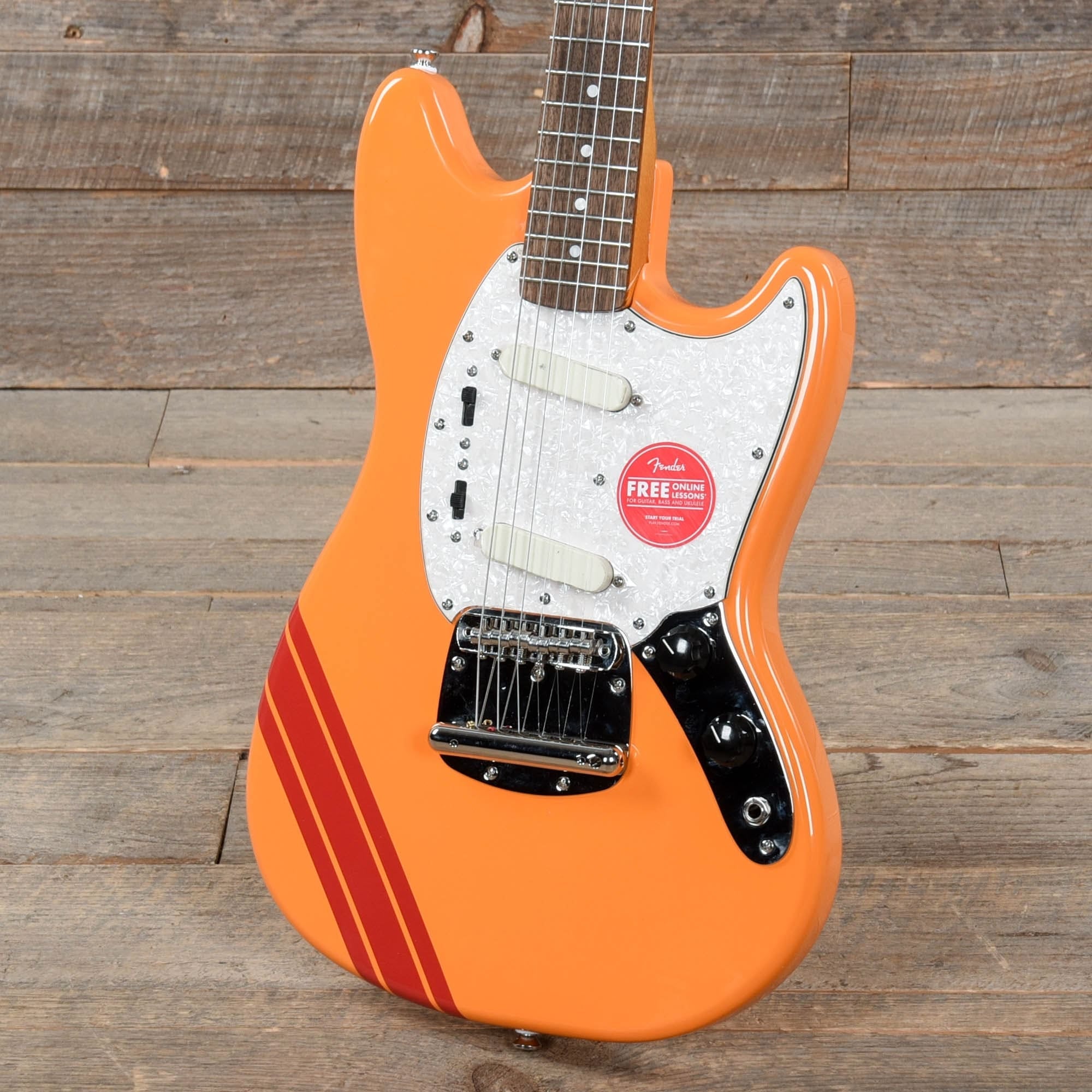 Squier Classic Vibe '60s Competition Mustang Capri Orange w/Dakota Red Stripe Electric Guitars / Solid Body