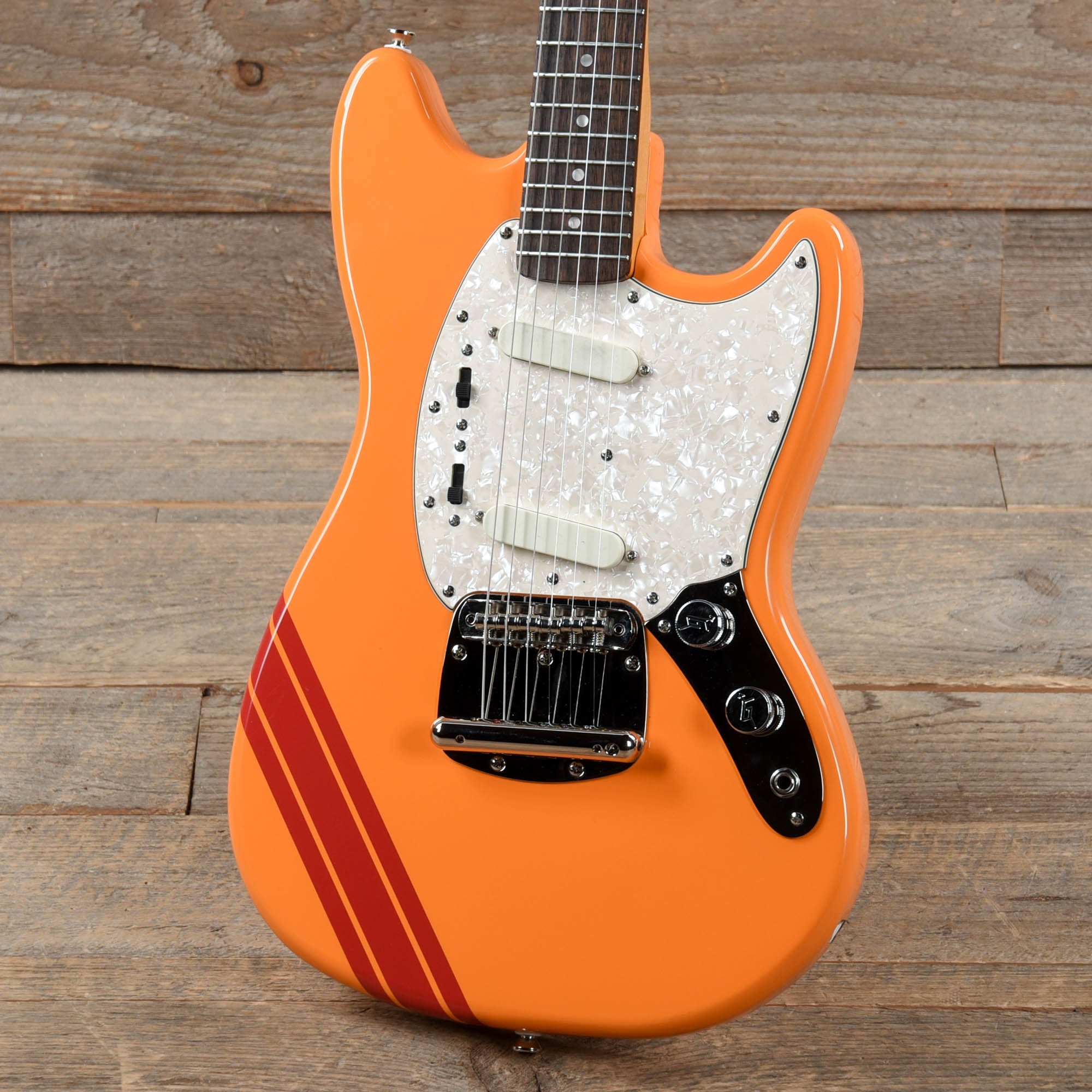 Squier Classic Vibe '60s Competition Mustang Capri Orange w/Dakota Red Stripe Electric Guitars / Solid Body