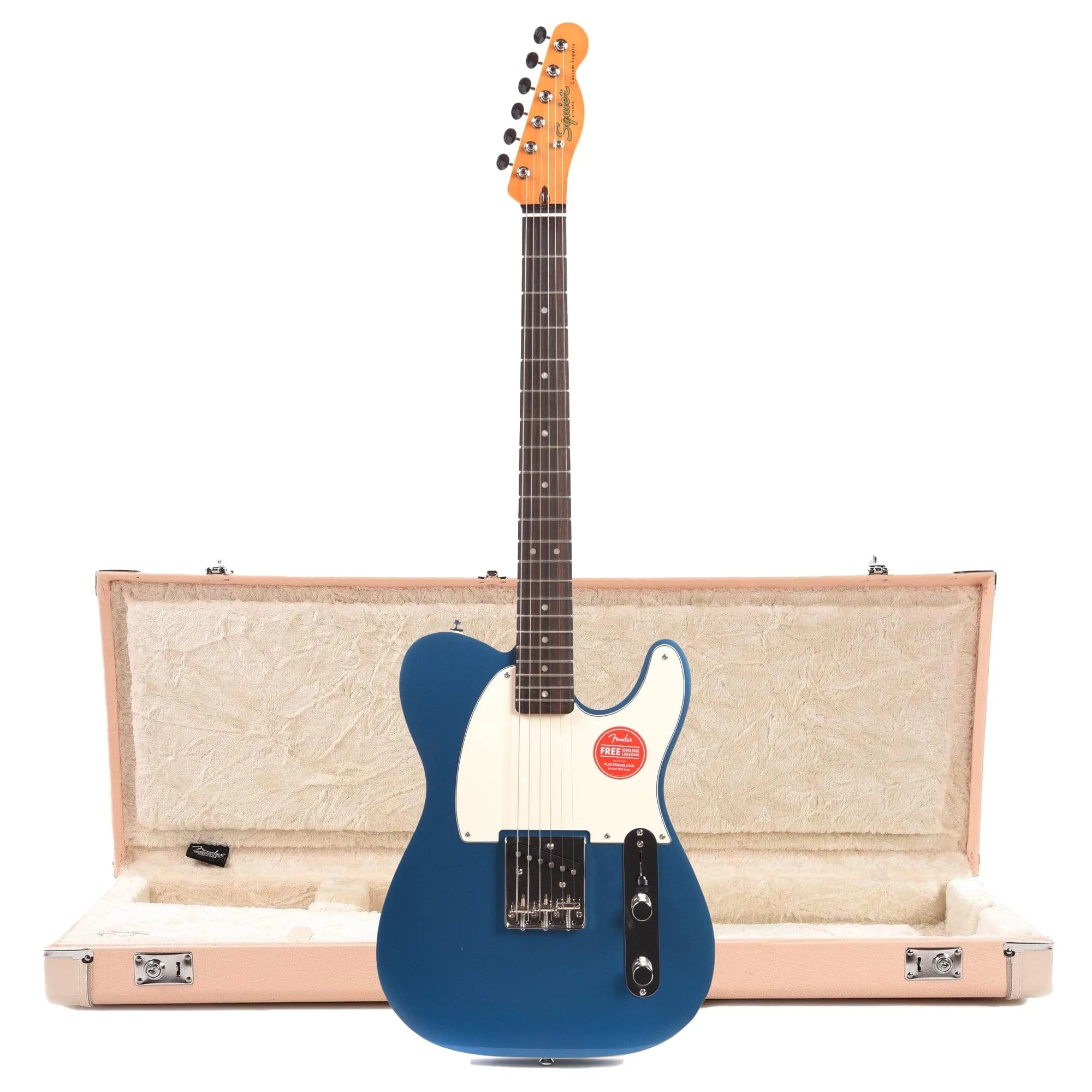 Squier Classic Vibe '60s Custom Esquire Lake Placid Blue w/3-Ply Parchment Pickguard (CME Exclusive) and Hardshell Case Strat/Tele Shell Pink w/Cream Interior (CME Exclusive) Electric Guitars / Solid Body