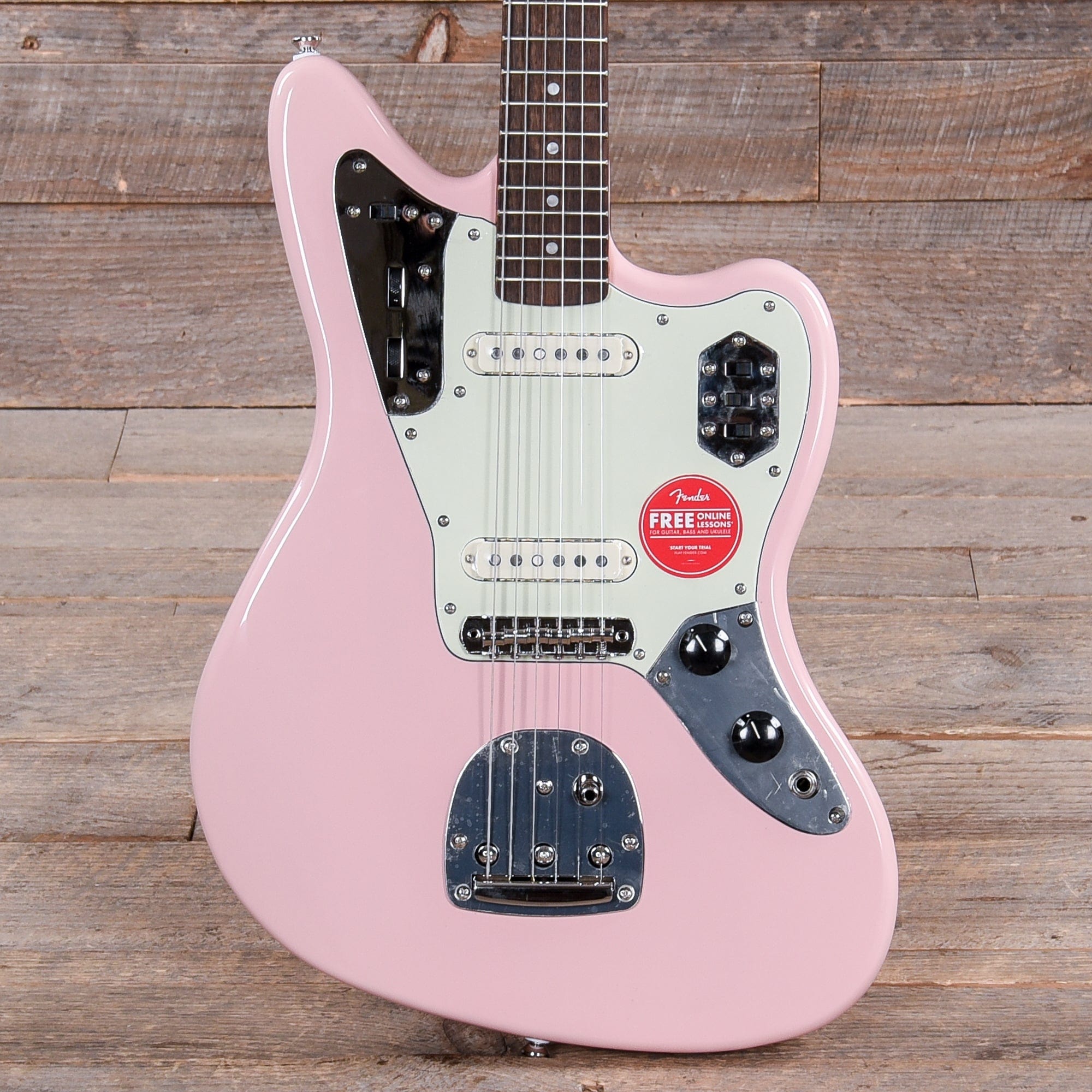 Squier Classic Vibe '60s Jaguar Shell Pink w/Matching Headcap & 3-Ply Mint Pickguard Electric Guitars / Solid Body
