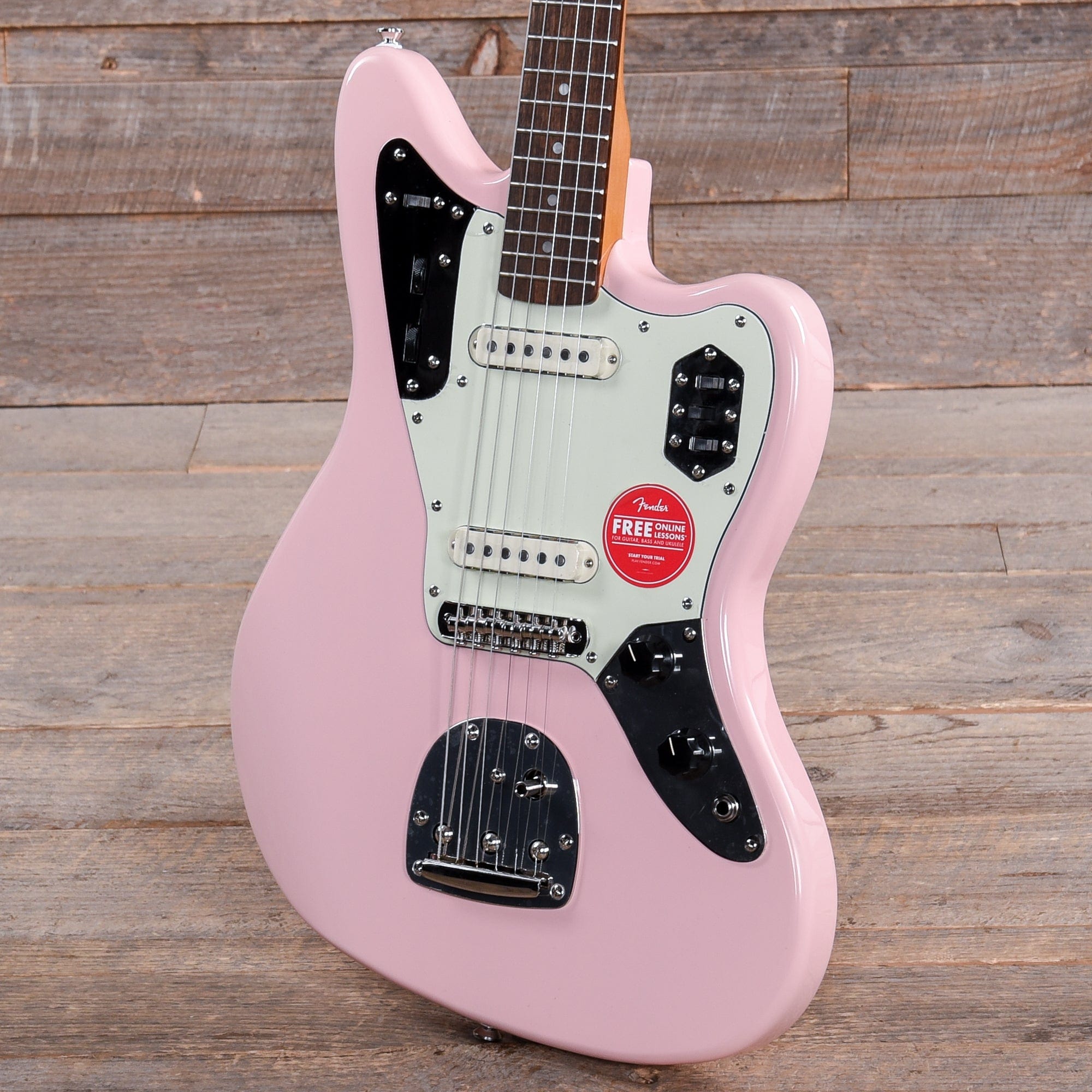 Squier Classic Vibe '60s Jaguar Shell Pink w/Matching Headcap & 3-Ply Mint Pickguard Electric Guitars / Solid Body