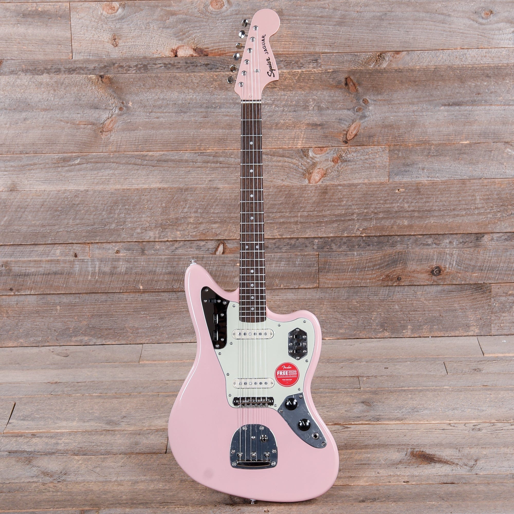 Squier Classic Vibe '60s Jaguar Shell Pink w/Matching Headcap & 3-Ply Mint Pickguard Electric Guitars / Solid Body