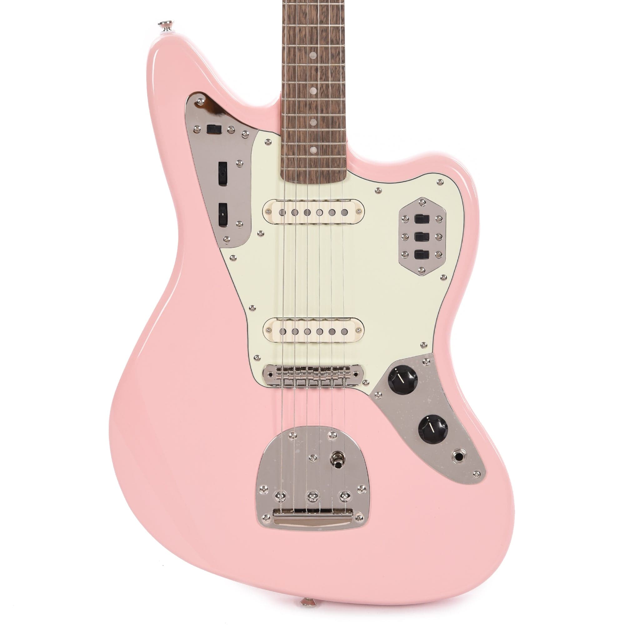 Squier Classic Vibe '60s Jaguar Shell Pink w/Matching Headcap & 3-Ply Mint Pickguard Electric Guitars / Solid Body
