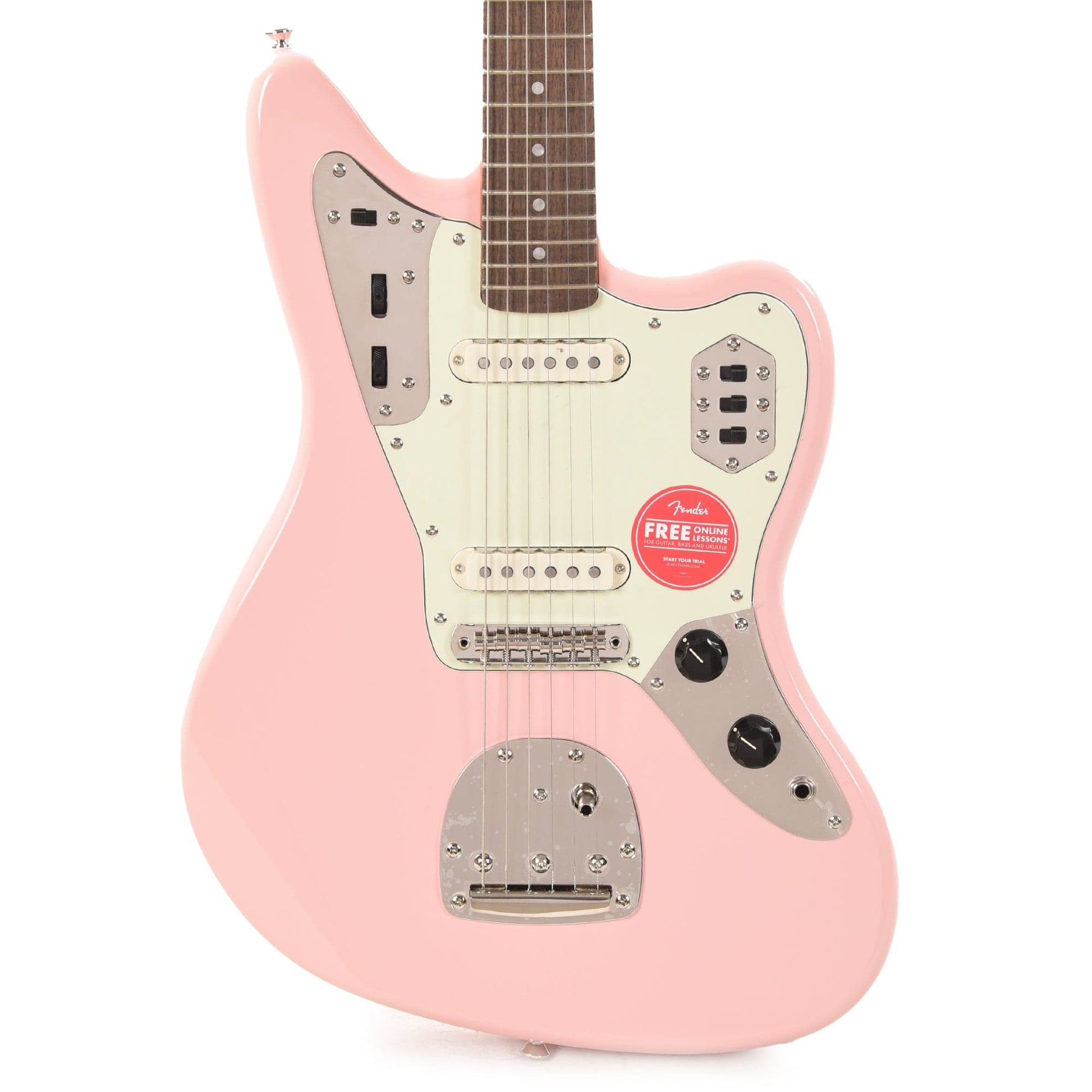 Squier Classic Vibe '60s Jaguar Shell Pink w/Matching Headcap & 3-Ply Mint Pickguard Electric Guitars / Solid Body