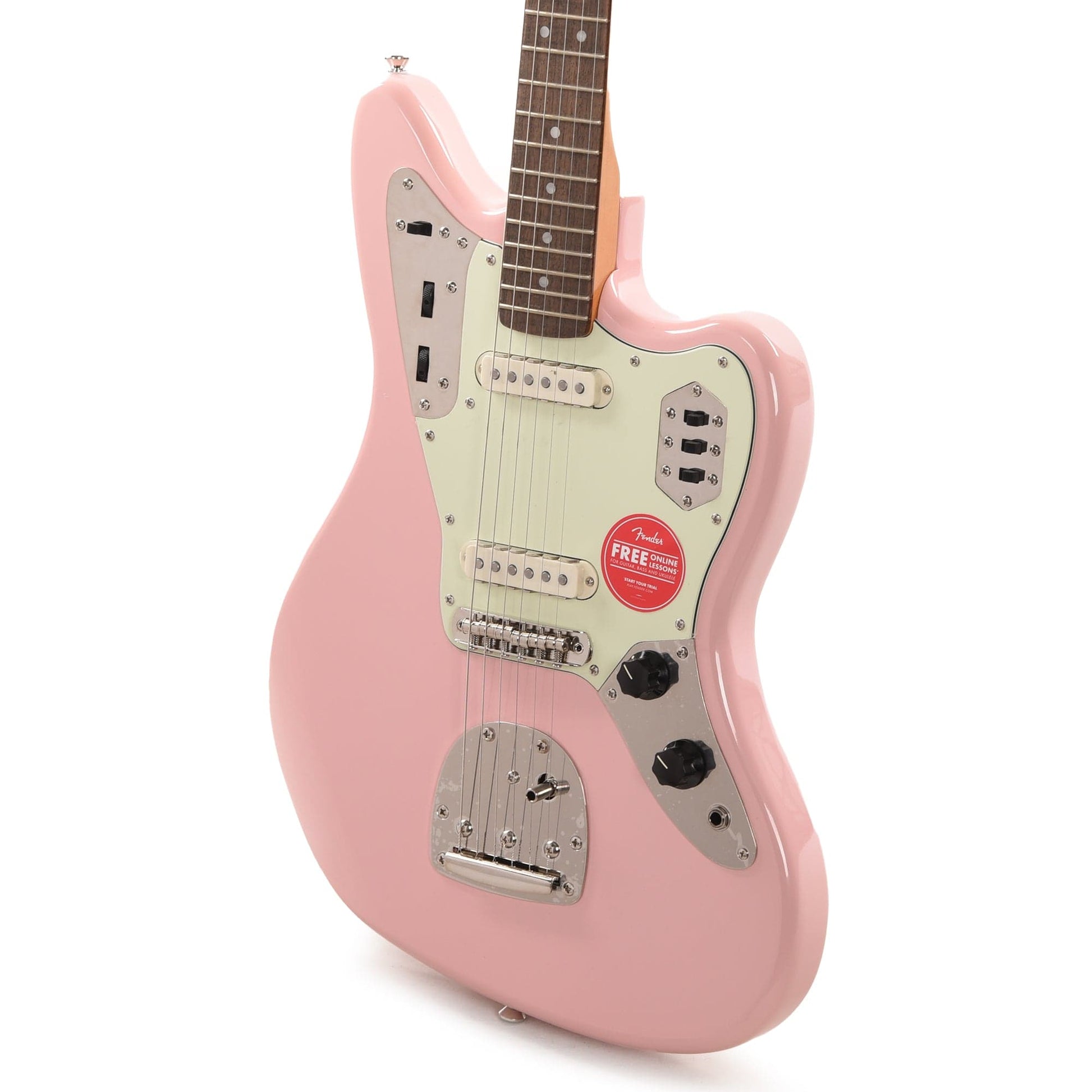 Squier Classic Vibe '60s Jaguar Shell Pink w/Matching Headcap & 3-Ply Mint Pickguard Electric Guitars / Solid Body