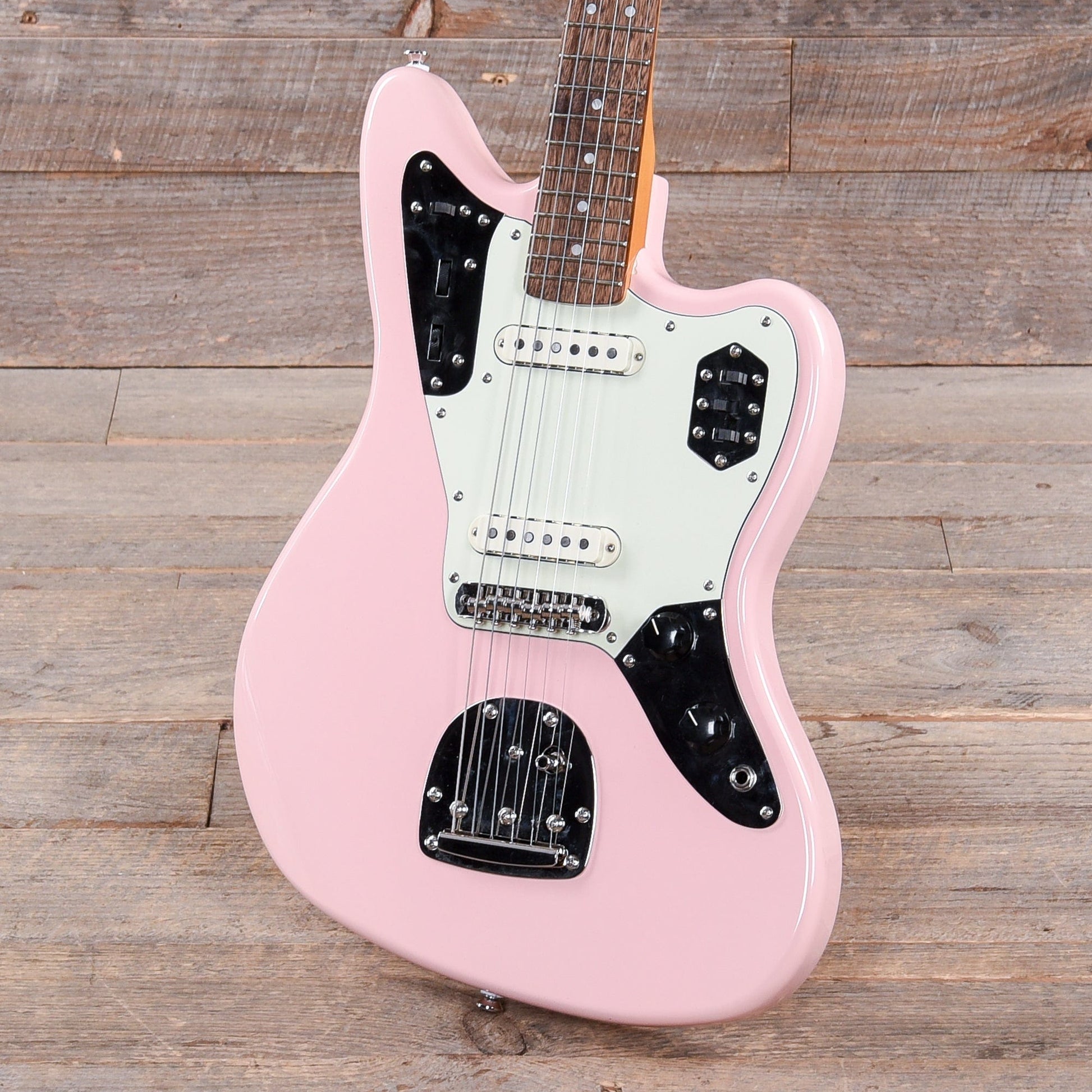 Squier Classic Vibe '60s Jaguar Shell Pink w/Matching Headcap & 3-Ply Mint Pickguard Electric Guitars / Solid Body