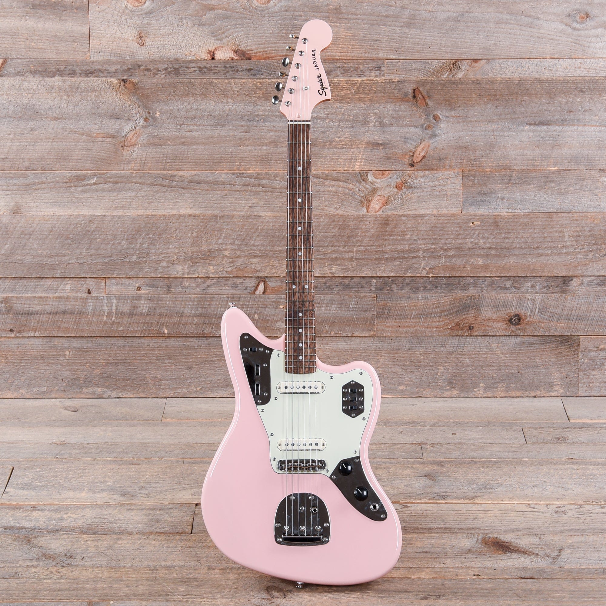 Squier Classic Vibe '60s Jaguar Shell Pink w/Matching Headcap & 3-Ply Mint Pickguard Electric Guitars / Solid Body
