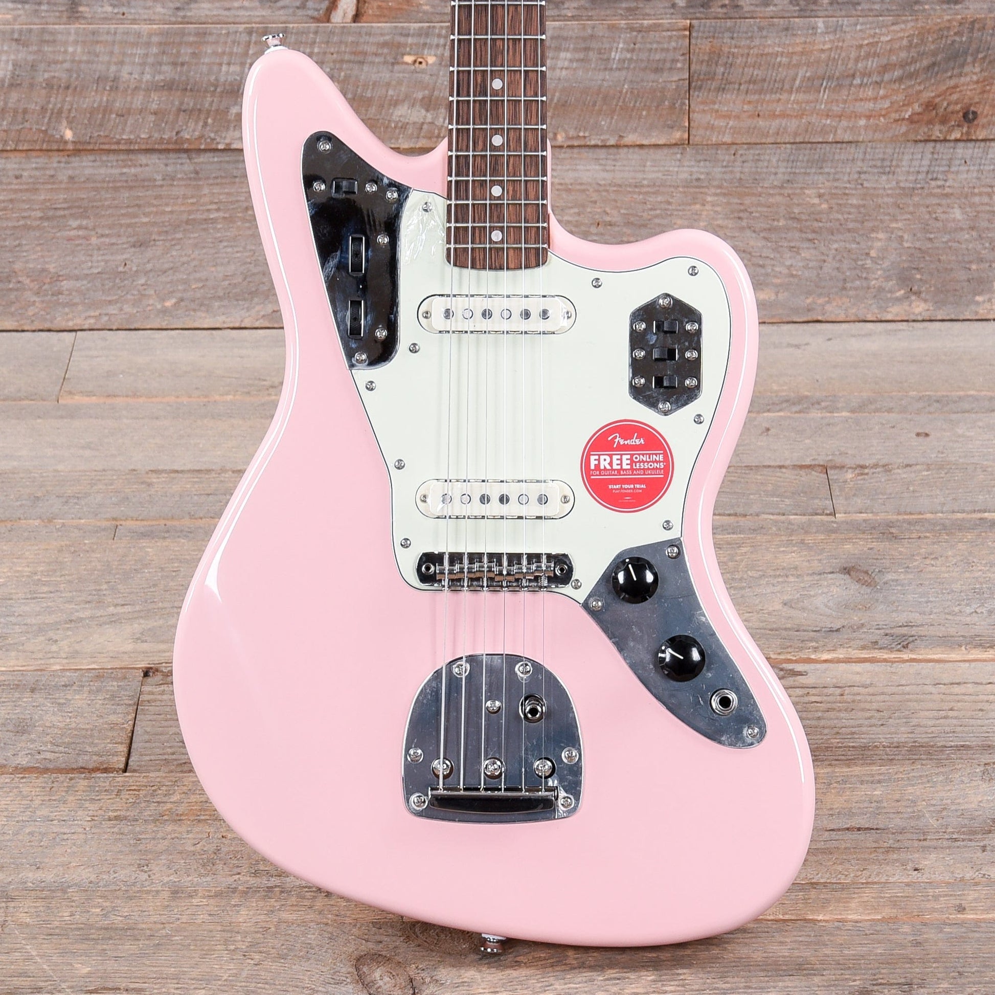 Squier Classic Vibe '60s Jaguar Shell Pink w/Matching Headcap & 3-Ply Mint Pickguard Electric Guitars / Solid Body