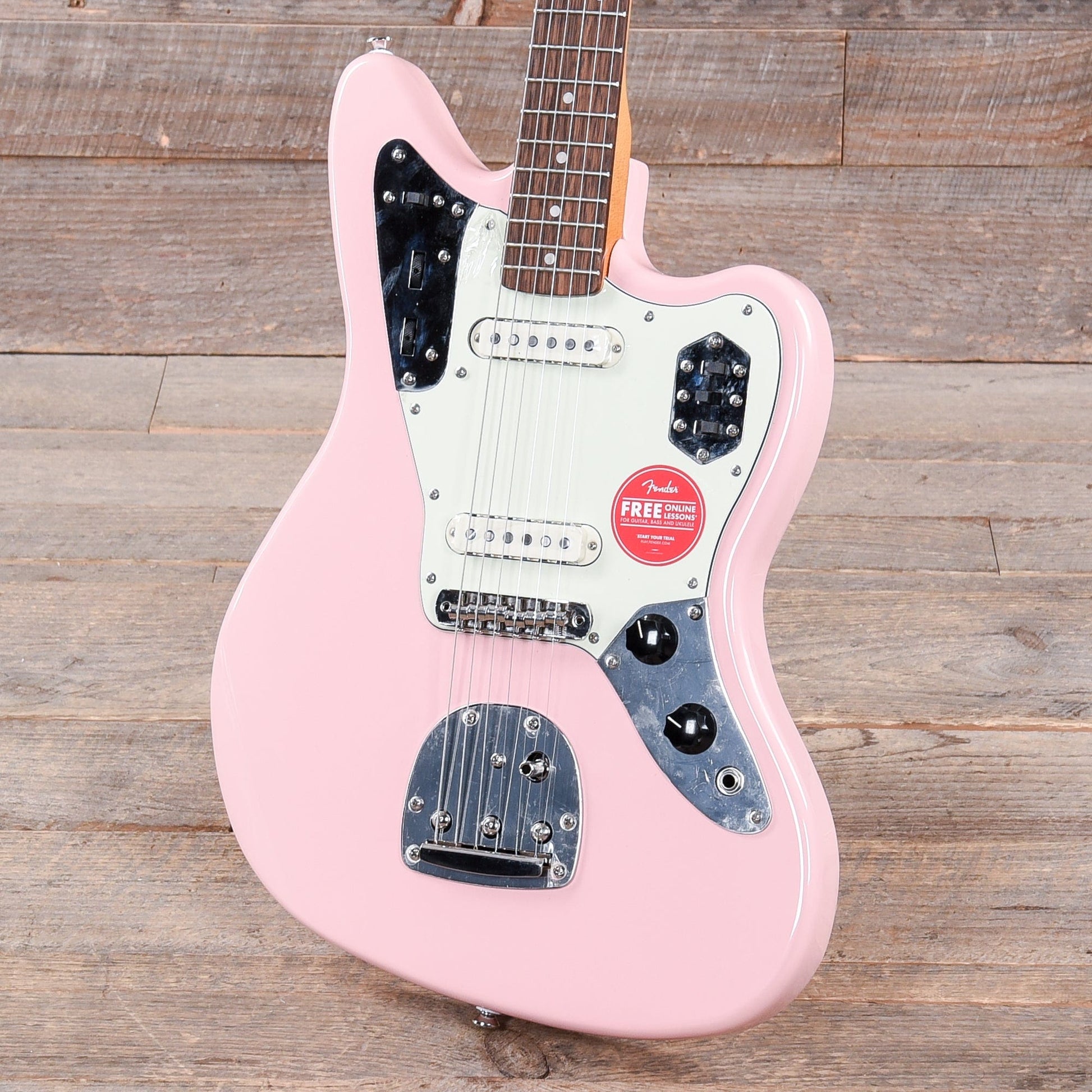 Squier Classic Vibe '60s Jaguar Shell Pink w/Matching Headcap & 3-Ply Mint Pickguard Electric Guitars / Solid Body