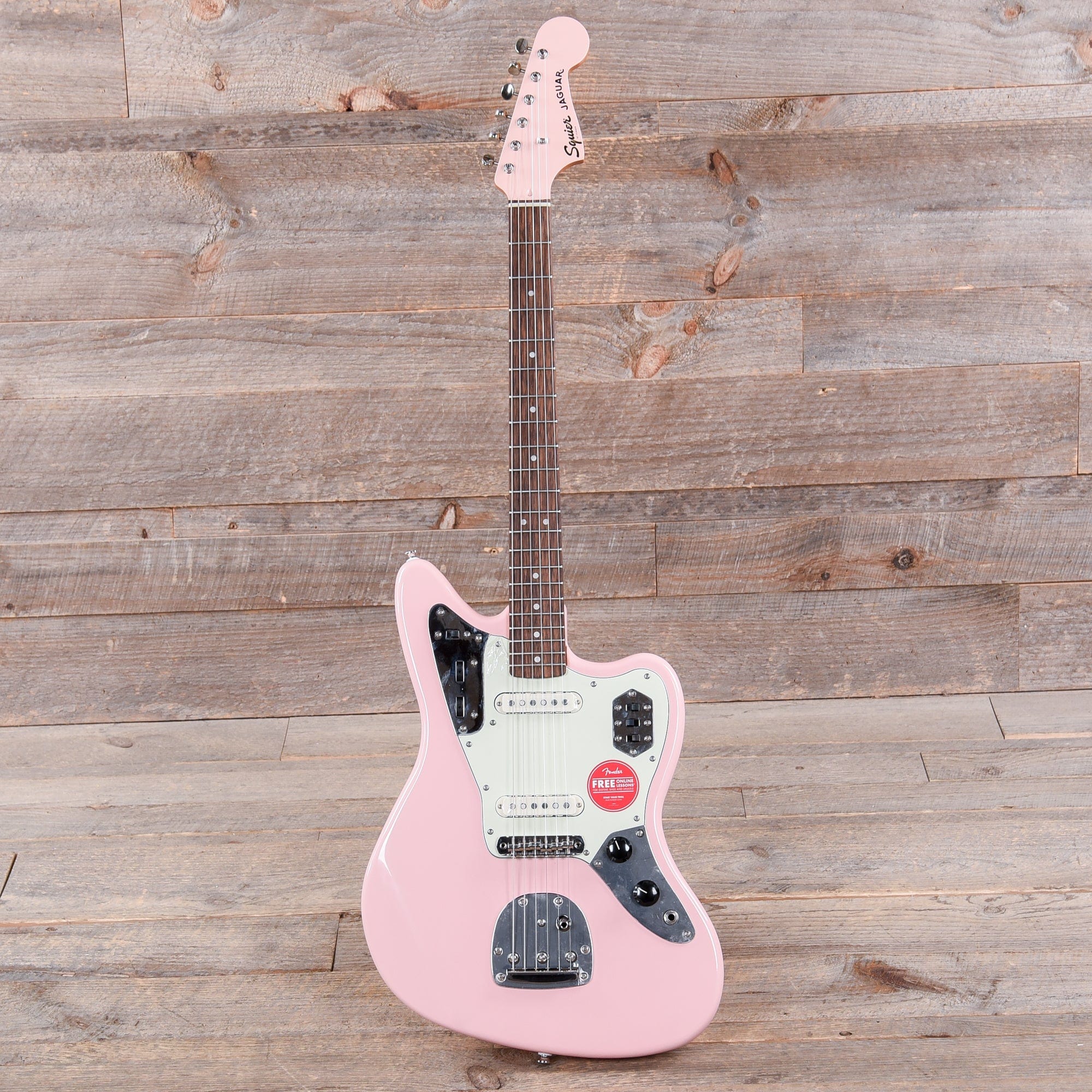 Squier Classic Vibe '60s Jaguar Shell Pink w/Matching Headcap & 3-Ply Mint Pickguard Electric Guitars / Solid Body