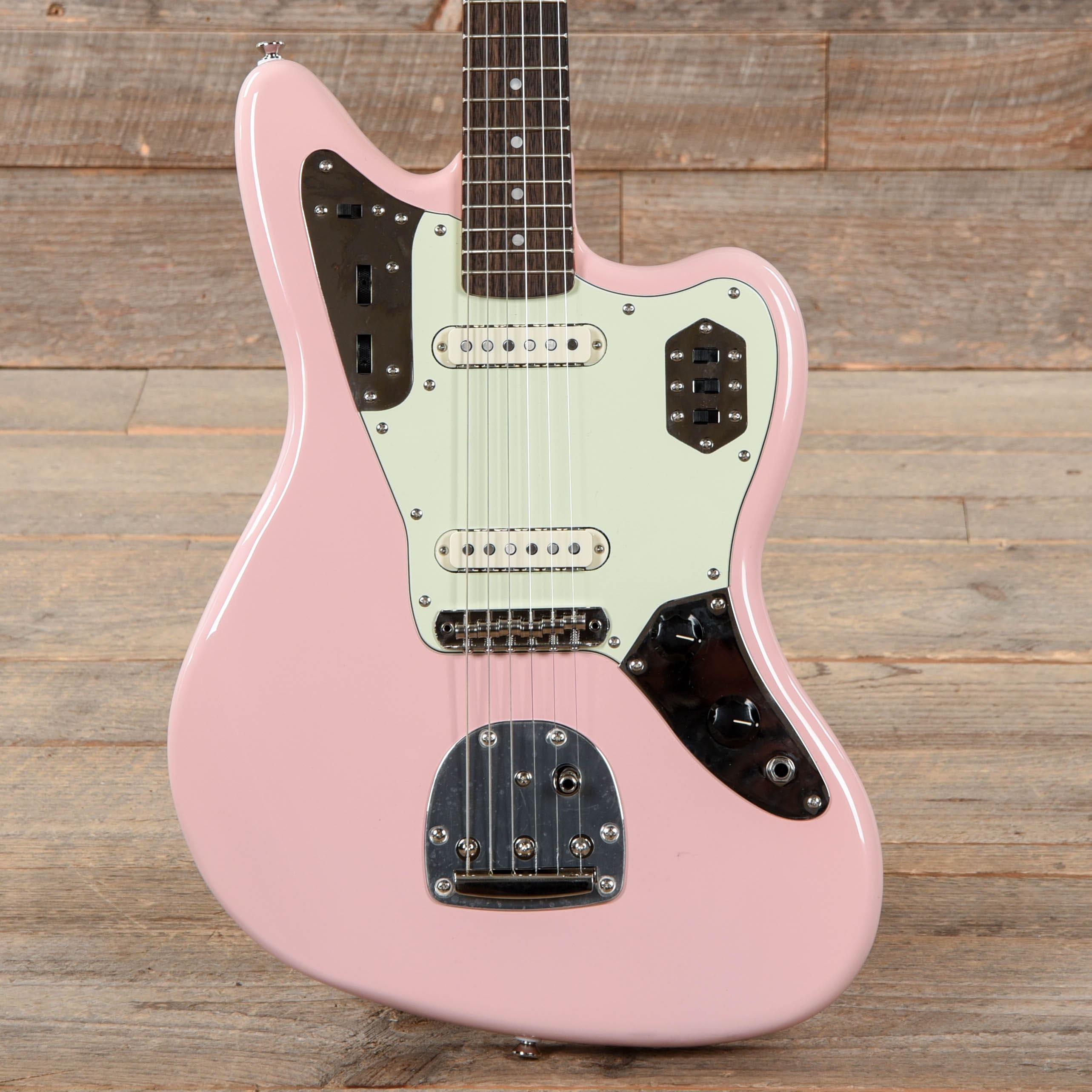 Squier Classic Vibe '60s Jaguar Shell Pink w/Matching Headcap & 3-Ply Mint Pickguard Electric Guitars / Solid Body