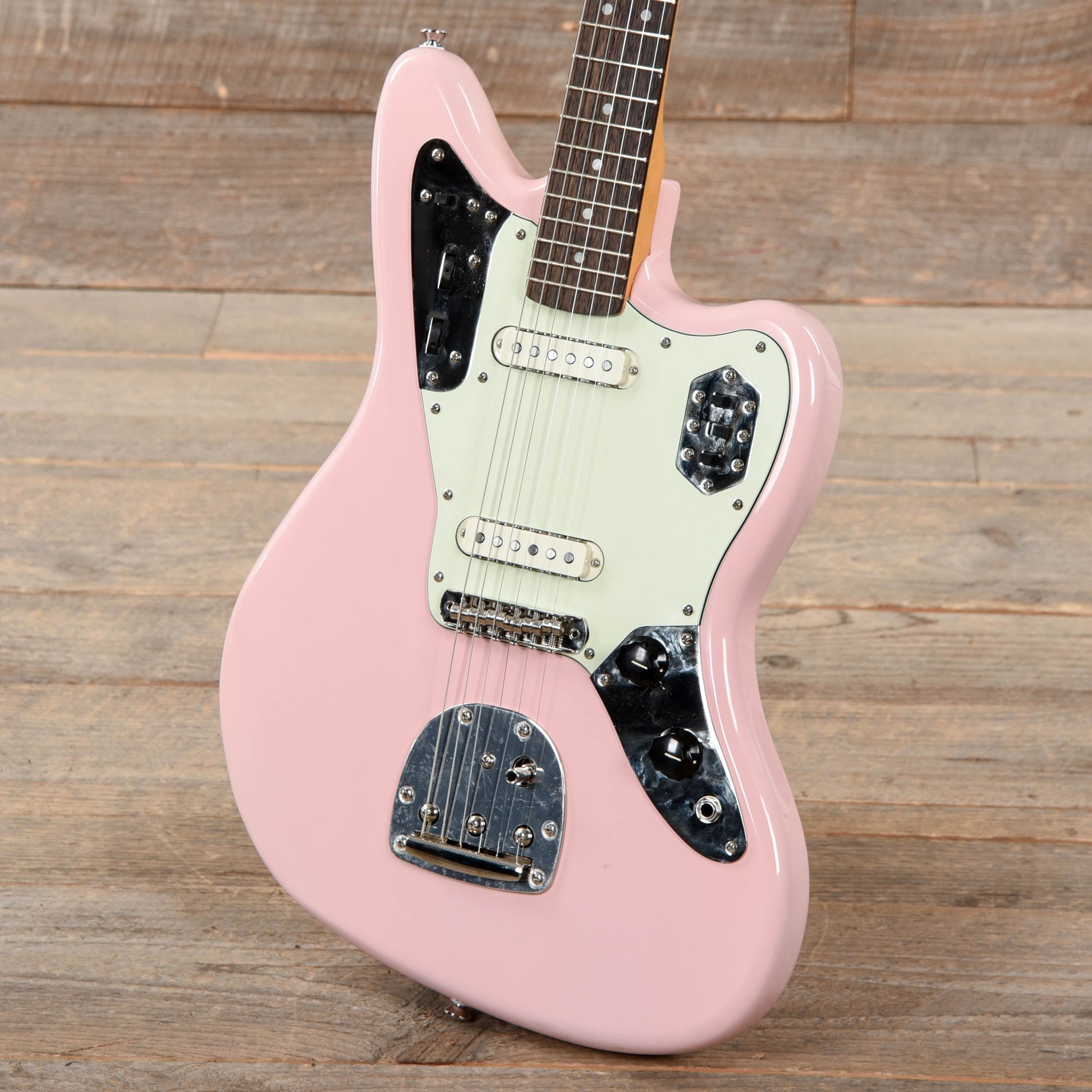Squier Classic Vibe '60s Jaguar Shell Pink w/Matching Headcap & 3-Ply Mint Pickguard Electric Guitars / Solid Body