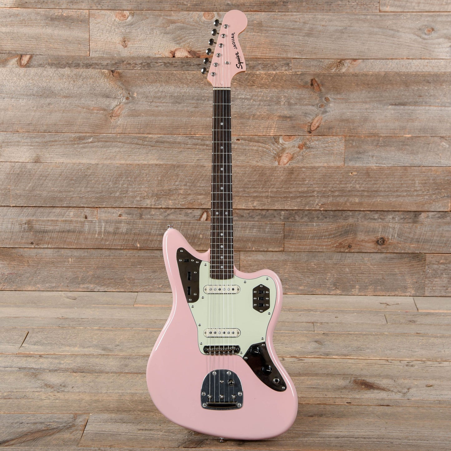 Squier Classic Vibe '60s Jaguar Shell Pink w/Matching Headcap & 3-Ply Mint Pickguard Electric Guitars / Solid Body