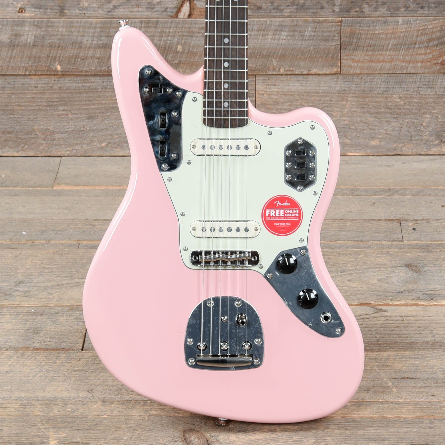 Squier Classic Vibe '60s Jaguar Shell Pink w/Matching Headcap & 3-Ply Mint Pickguard Electric Guitars / Solid Body