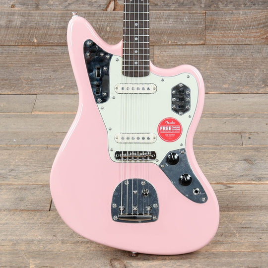 Squier Classic Vibe '60s Jaguar Shell Pink w/Matching Headcap & 3-Ply Mint Pickguard Electric Guitars / Solid Body