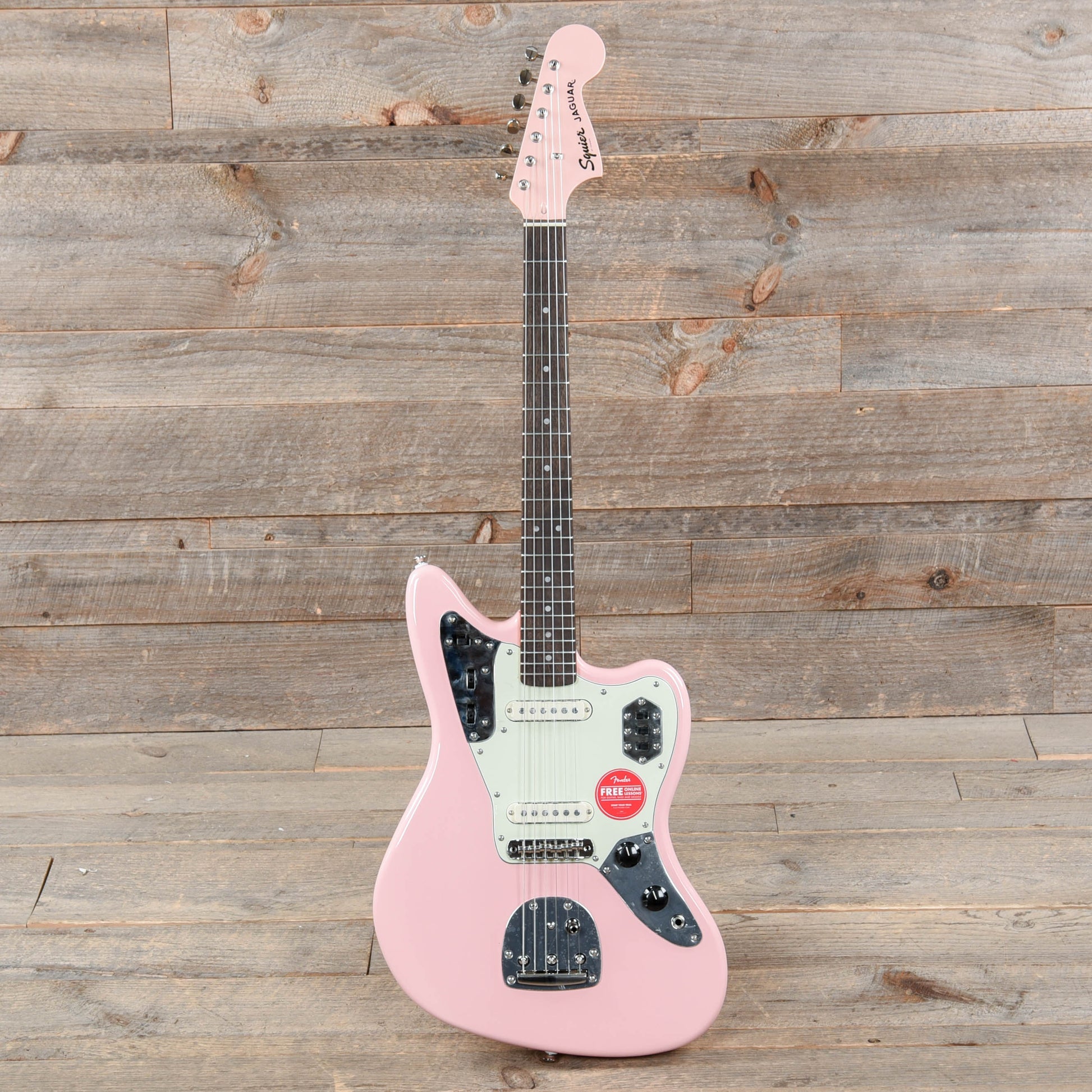 Squier Classic Vibe '60s Jaguar Shell Pink w/Matching Headcap & 3-Ply Mint Pickguard Electric Guitars / Solid Body