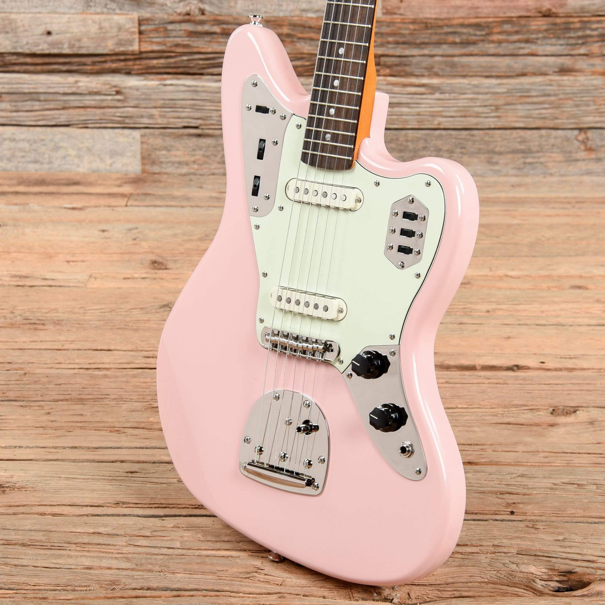 Squier Classic Vibe '60s Jaguar Shell Pink w/Matching Headcap & 3-Ply Mint Pickguard Electric Guitars / Solid Body