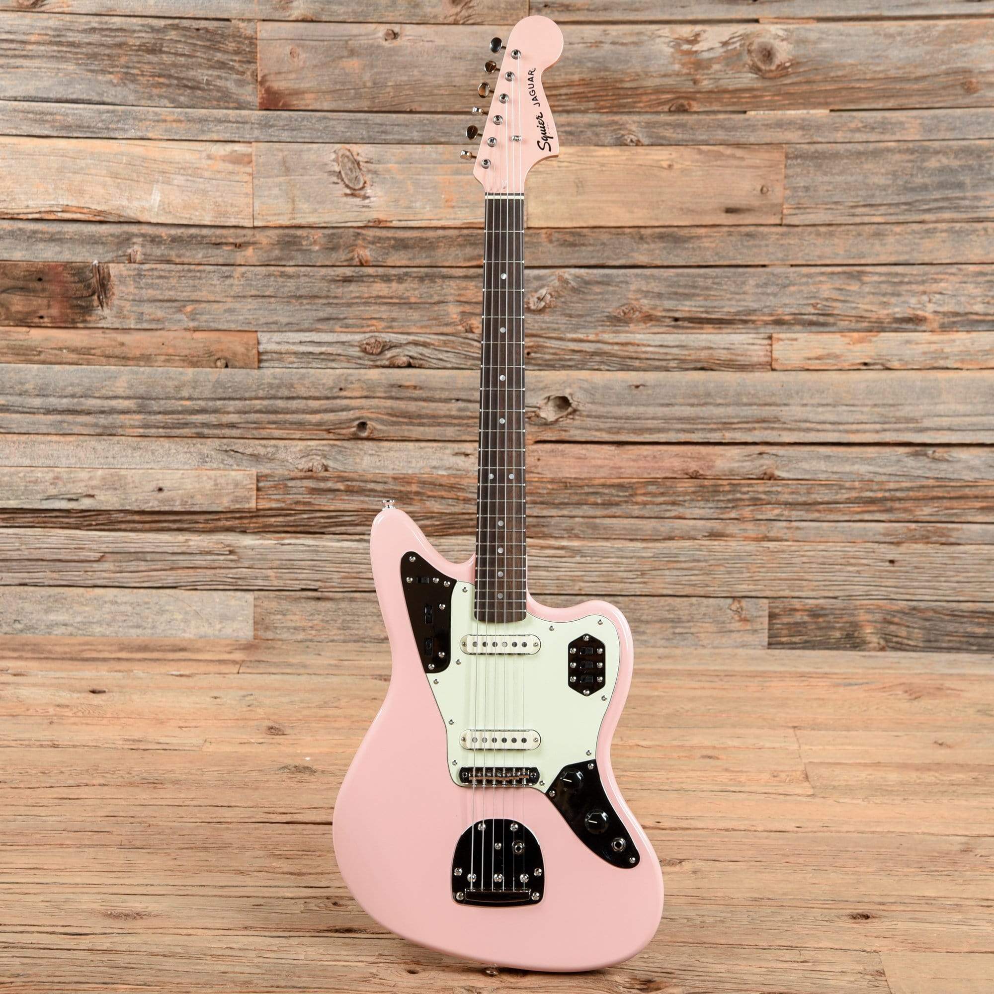 Squier Classic Vibe '60s Jaguar Shell Pink w/Matching Headcap & 3-Ply Mint Pickguard Electric Guitars / Solid Body