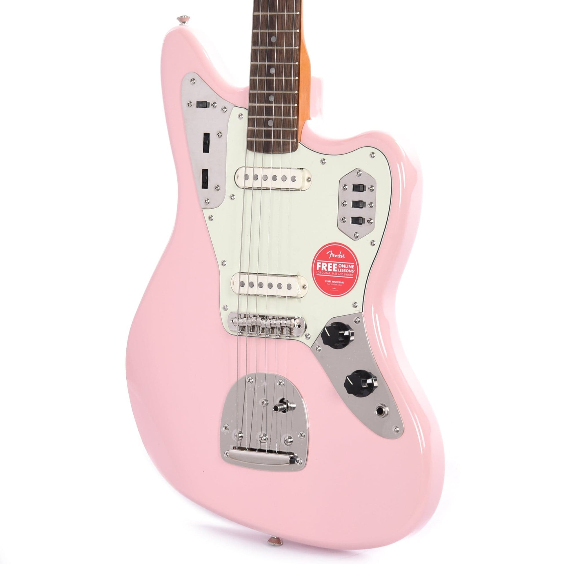 Squier Classic Vibe '60s Jaguar Shell Pink w/Matching Headcap & 3-Ply Mint Pickguard Electric Guitars / Solid Body