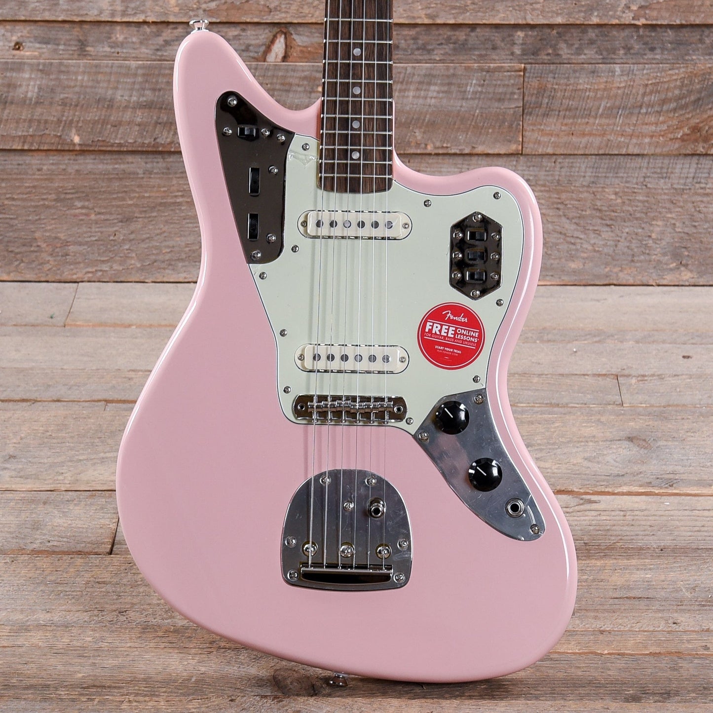 Squier Classic Vibe '60s Jaguar Shell Pink w/Matching Headcap & 3-Ply Mint Pickguard Electric Guitars / Solid Body