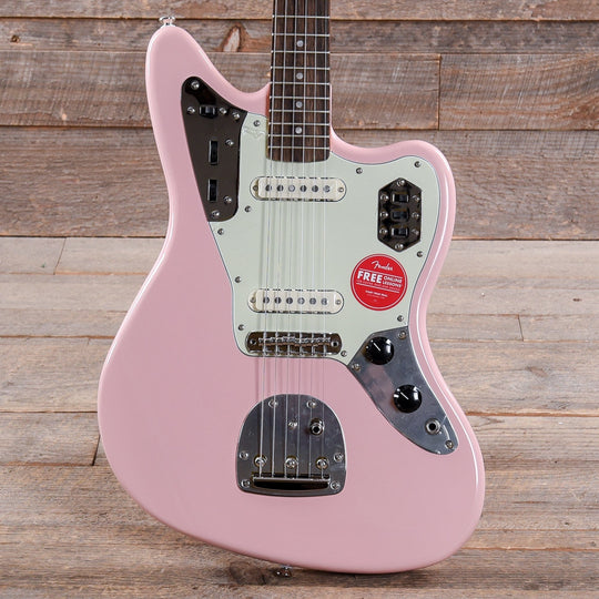 Squier Classic Vibe '60s Jaguar Shell Pink w/Matching Headcap & 3-Ply Mint Pickguard Electric Guitars / Solid Body