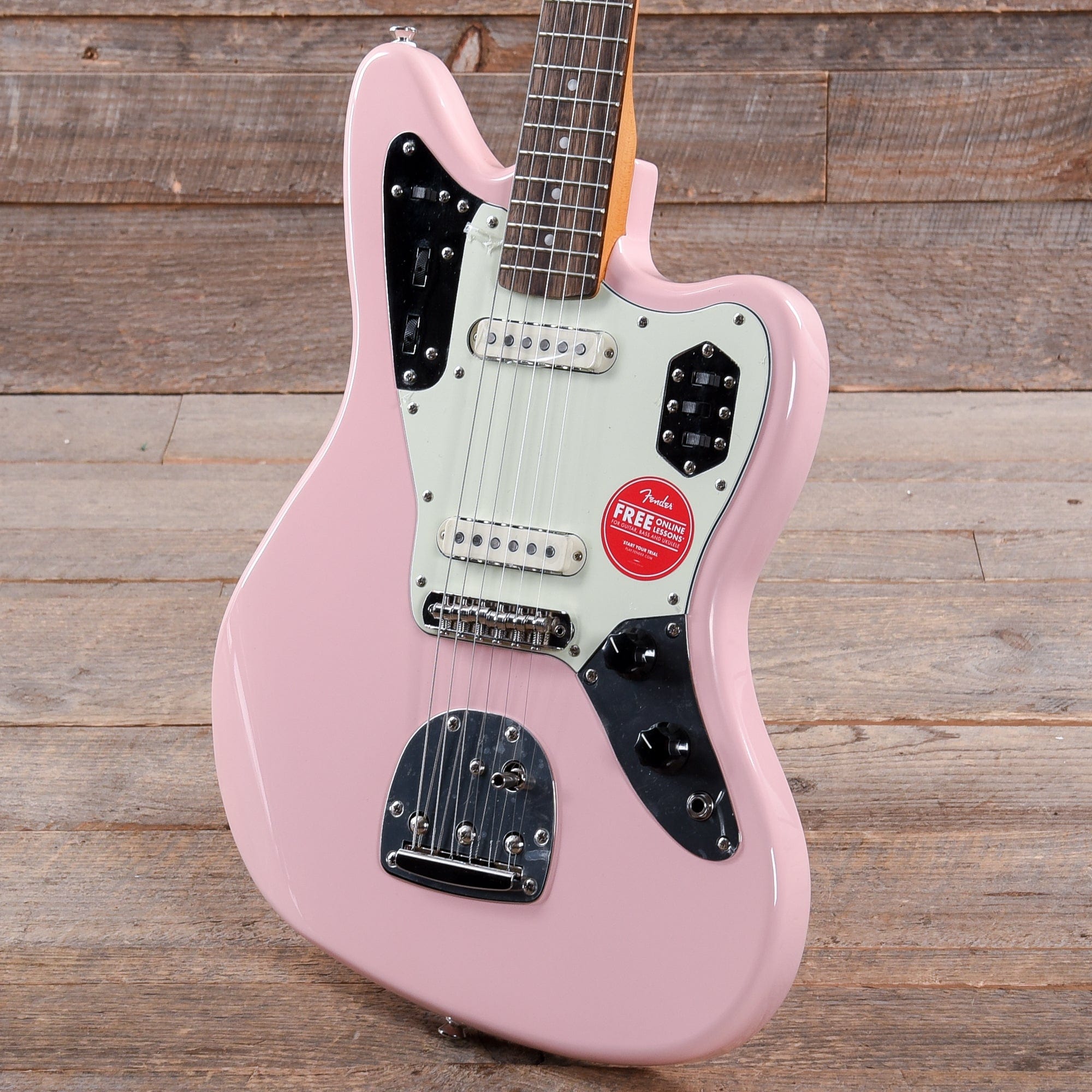 Squier Classic Vibe '60s Jaguar Shell Pink w/Matching Headcap & 3-Ply Mint Pickguard Electric Guitars / Solid Body